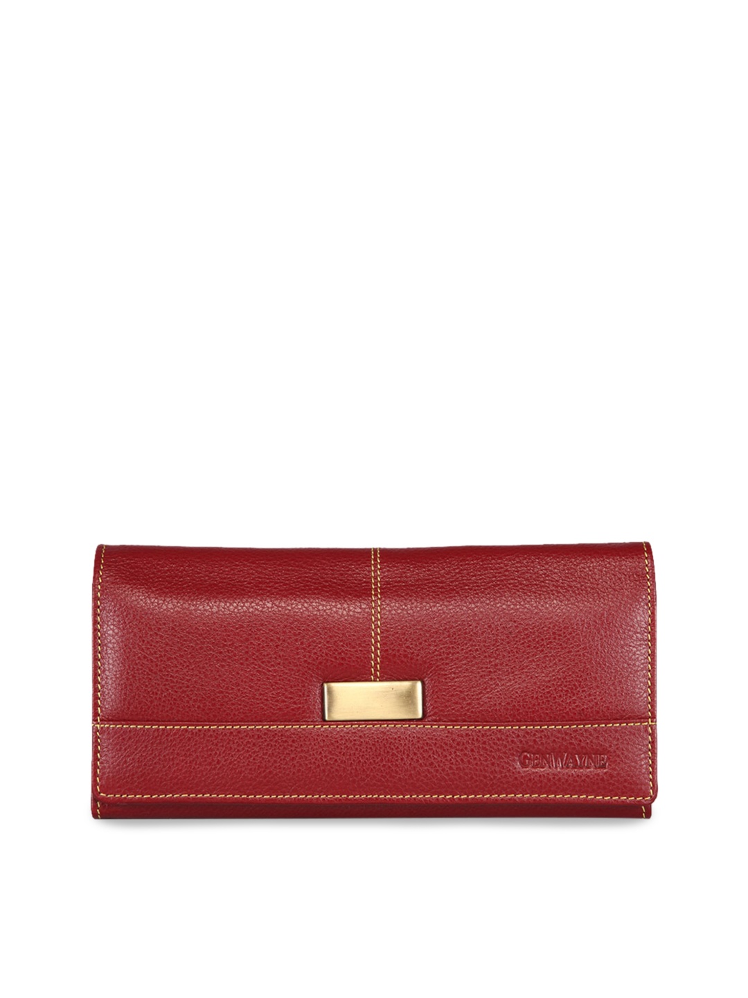 

GENWAYNE Maroon Textured Leather Envelope Clutch