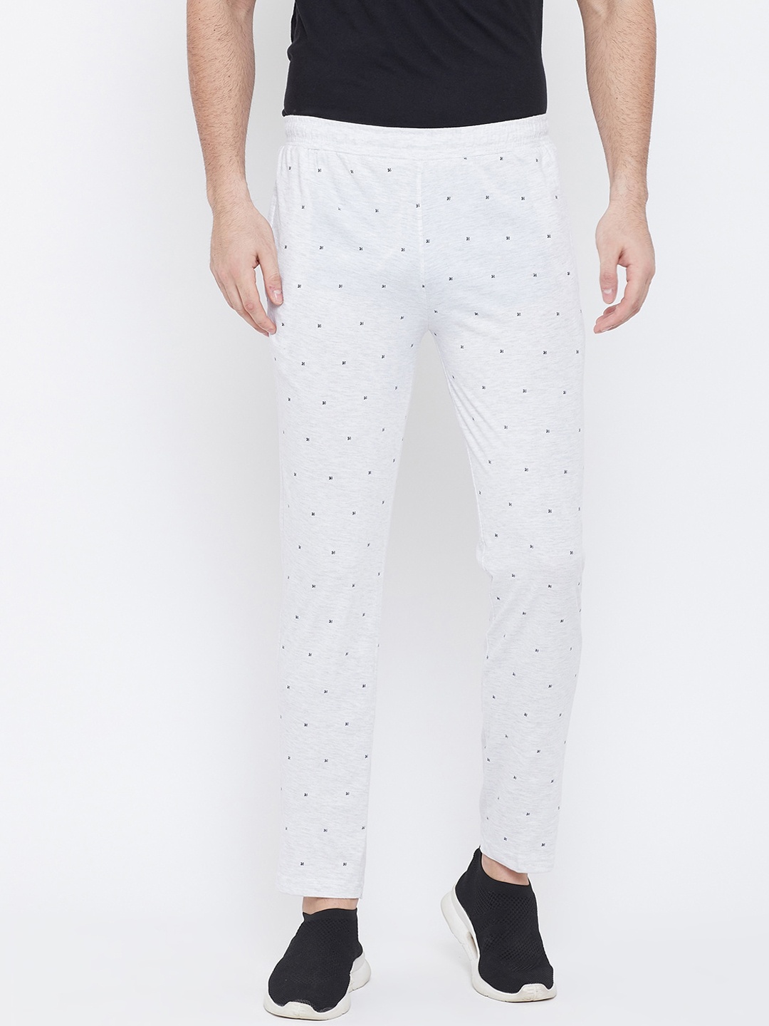 

Okane Men Grey Melange & Black Printed Track Pants