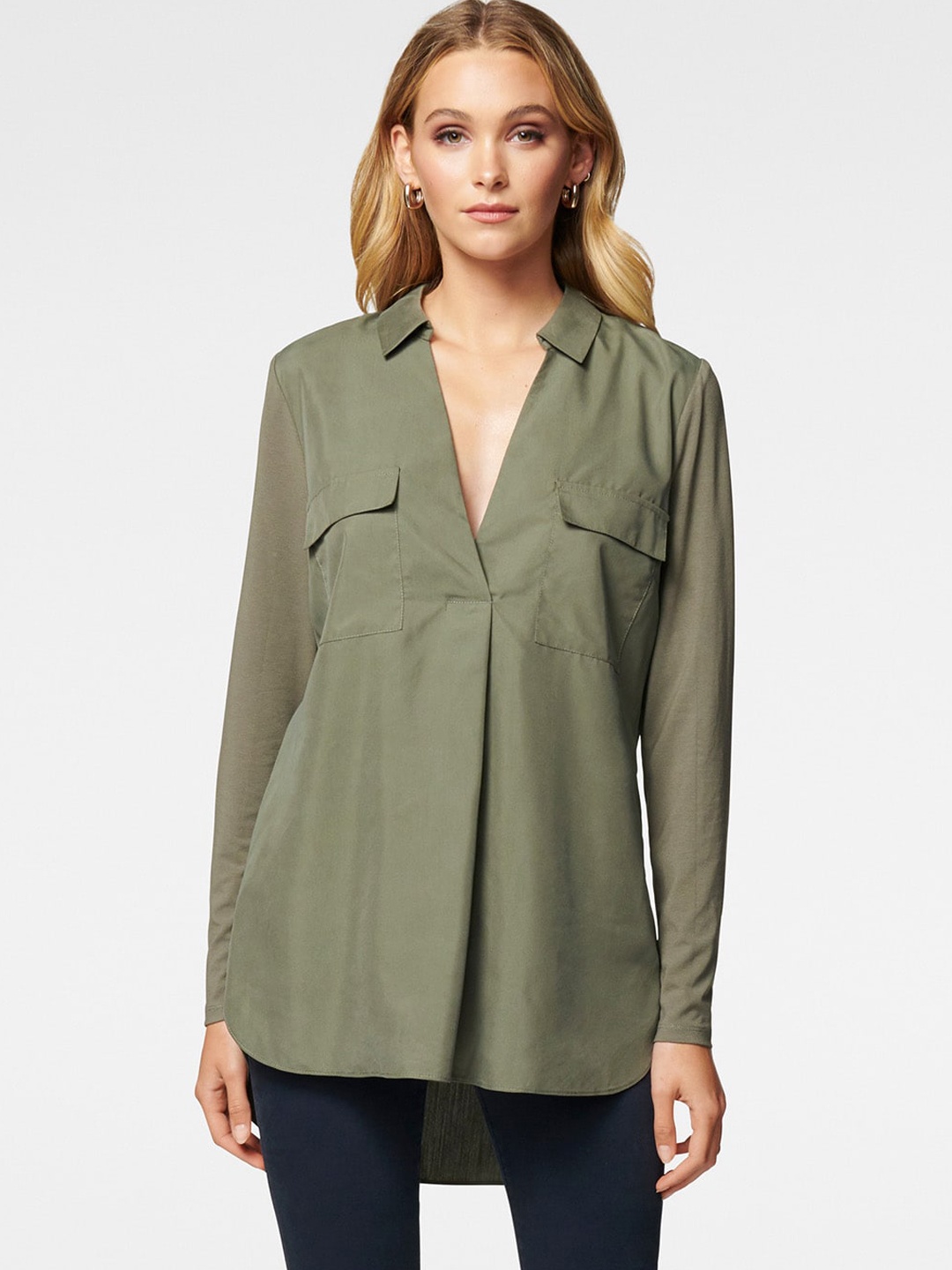 

Forever New Women Khaki Solid Tunic