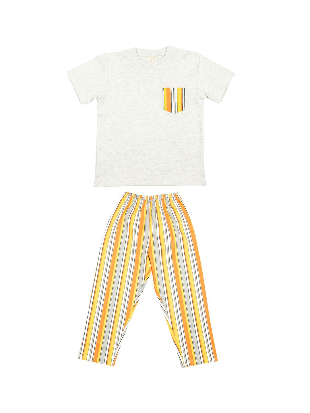 

CASA DE NEE NEE Kids Grey Melange & Yellow Printed Night suit