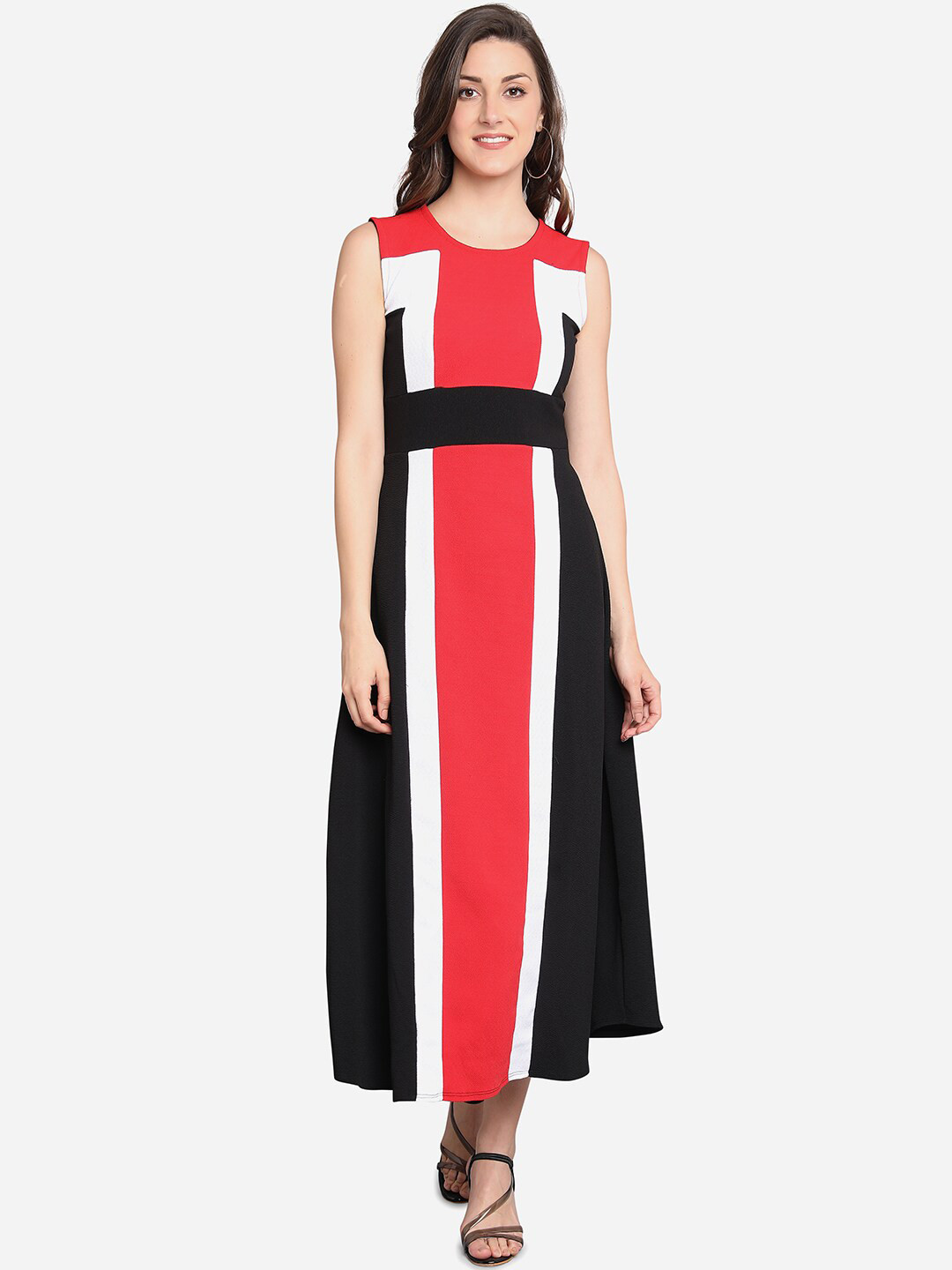 

PURVAJA Women Red Colourblocked Maxi Dress