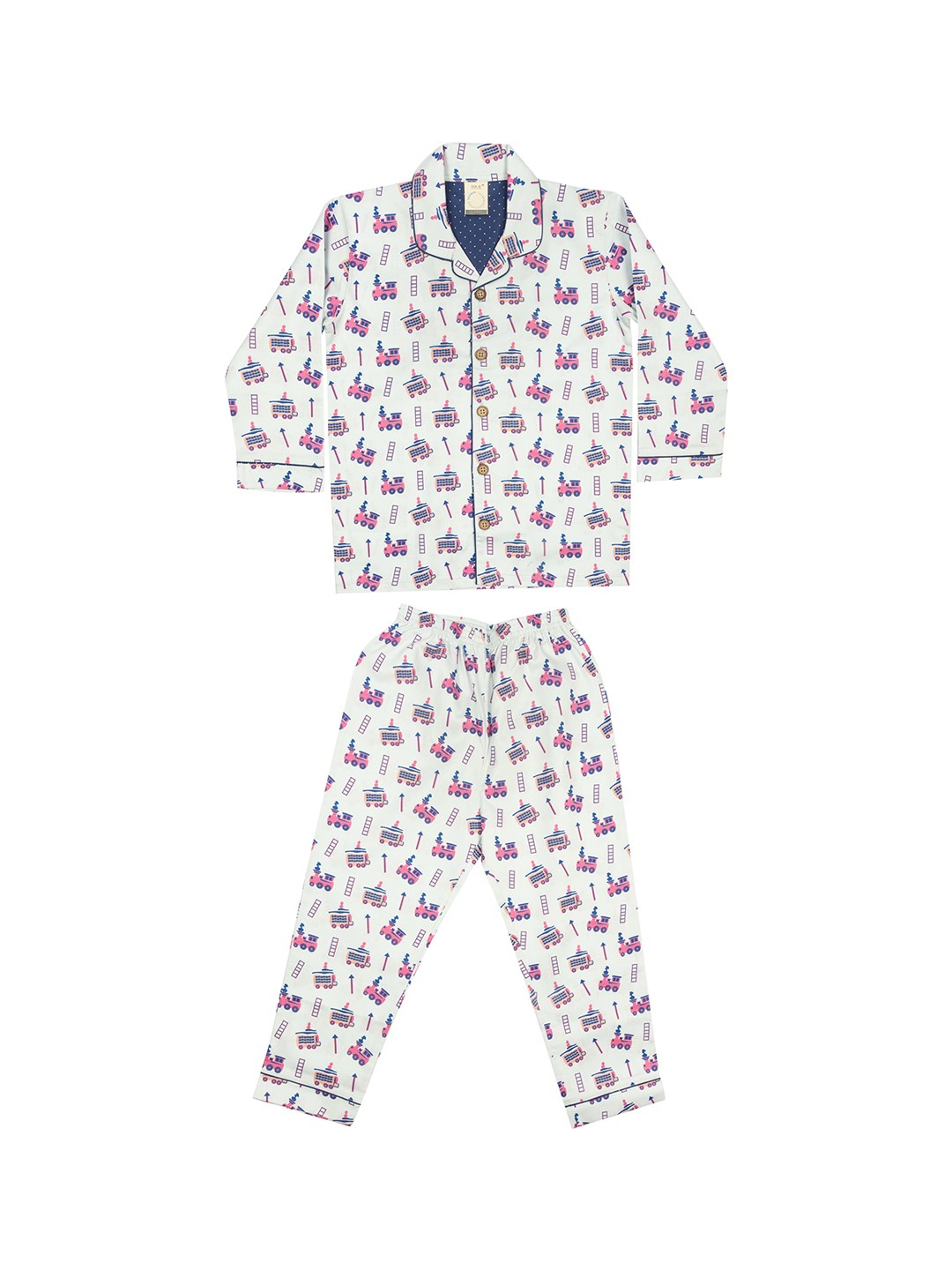 

CASA DE NEE NEE Kids White & Pink Printed Night suit
