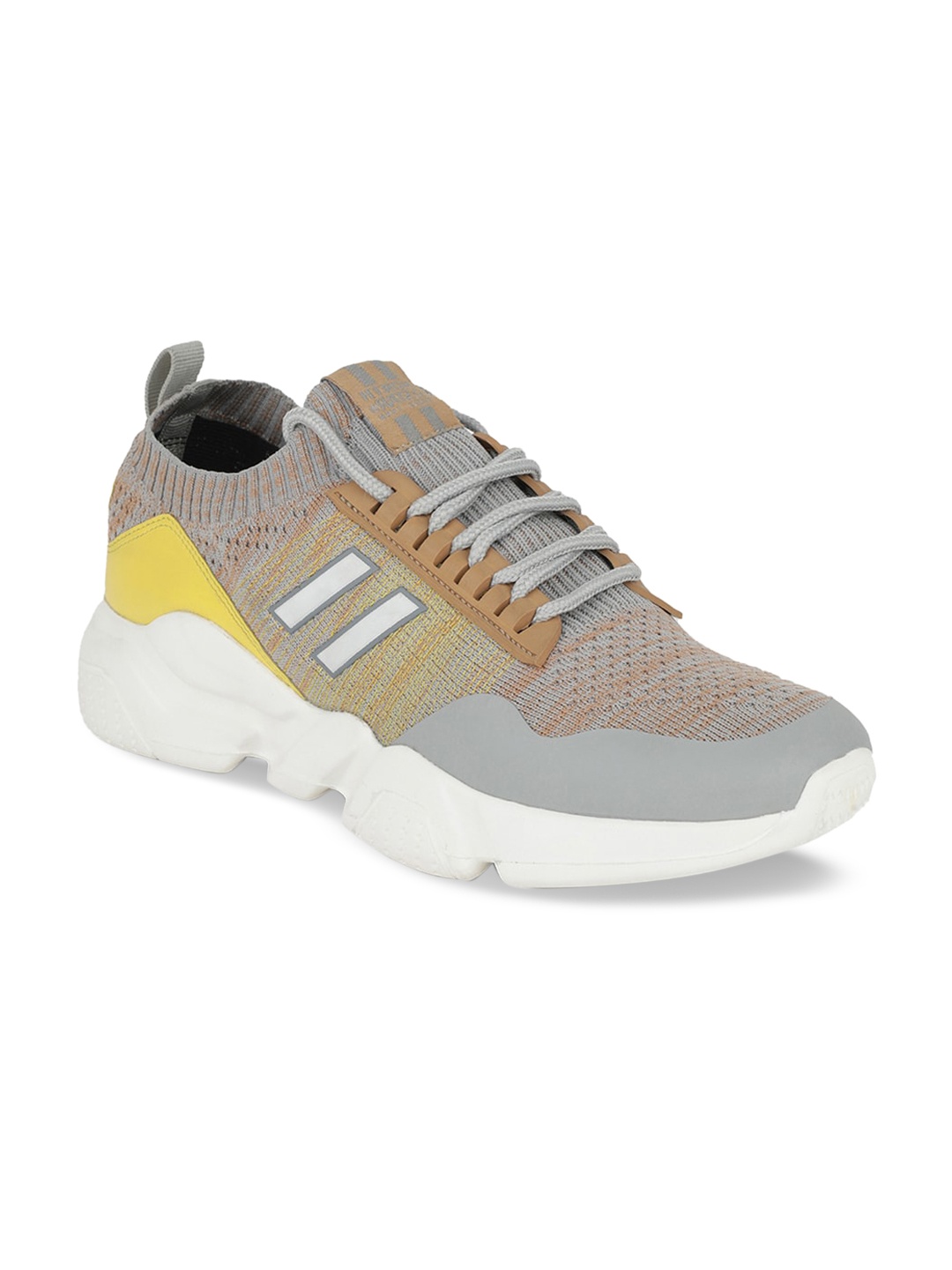

North Star Men Orange & Grey Woven Design Sneakers Casual Shoes