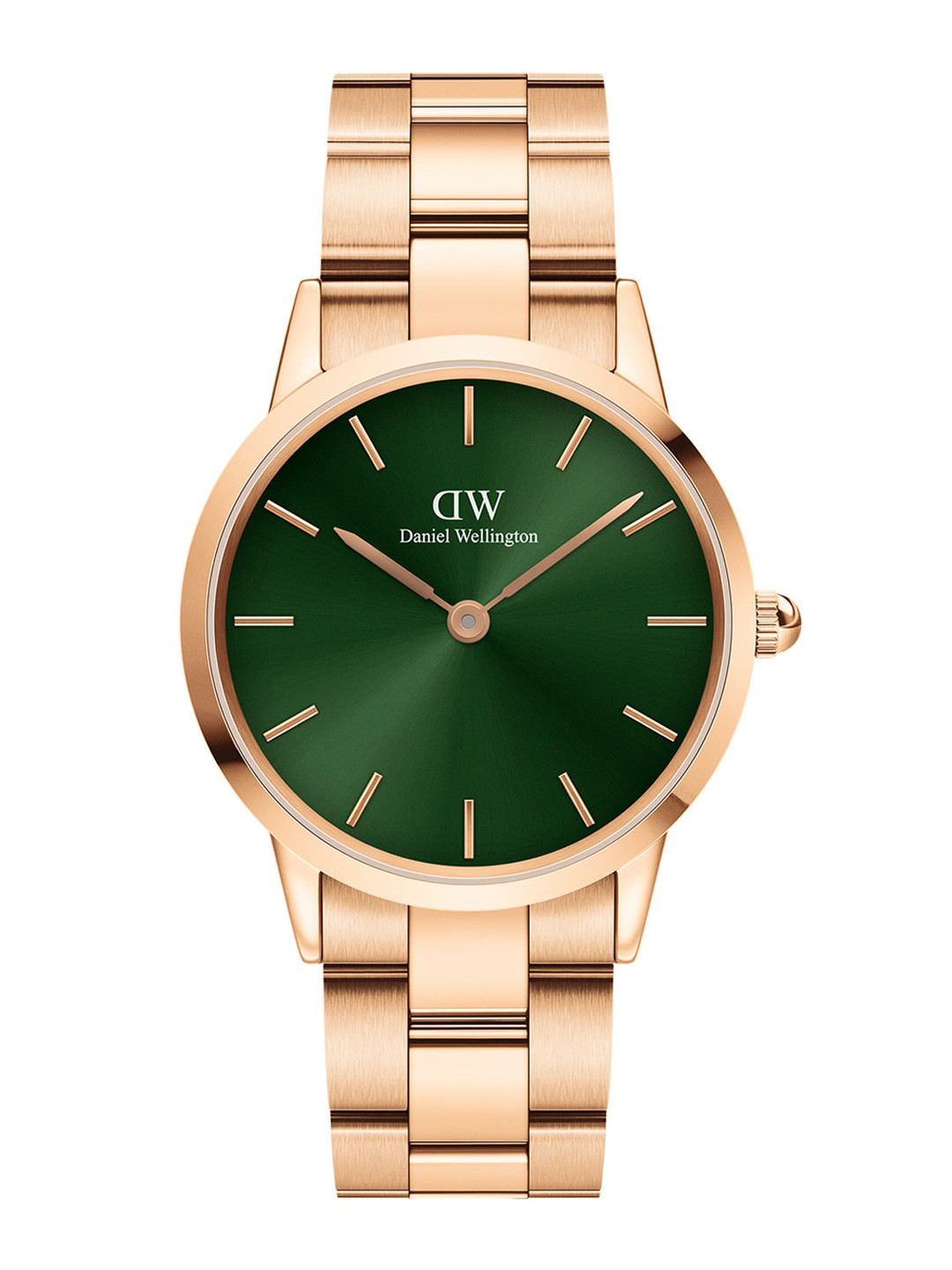 

Daniel Wellington Unisex Iconic Link Dial Emerald Green 36 mm Analogue Watch- (DW00100419), Rose gold