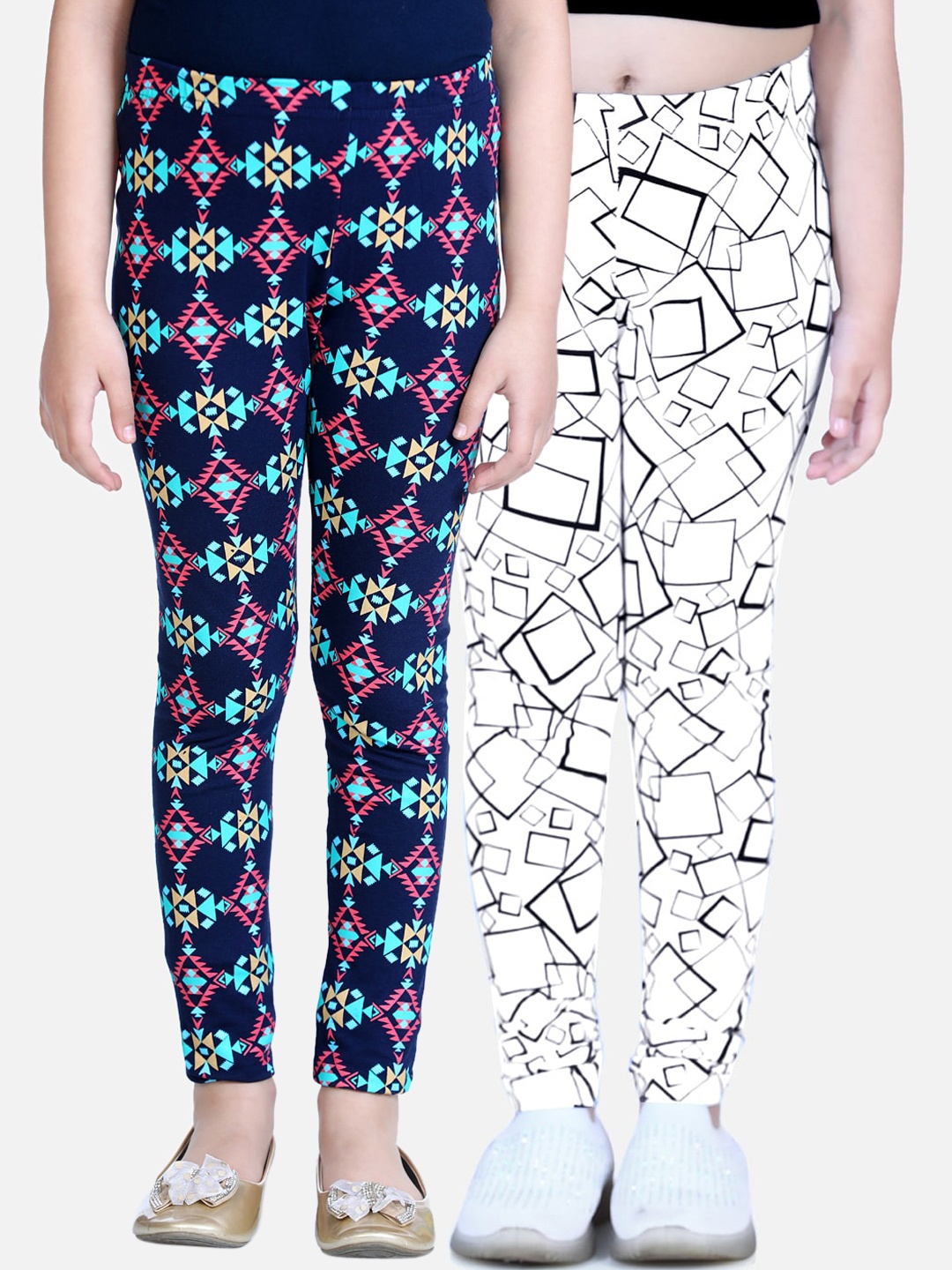 

Naughty Ninos Girls Pack Of 2 Printed Ankle-Length Leggings, Multi