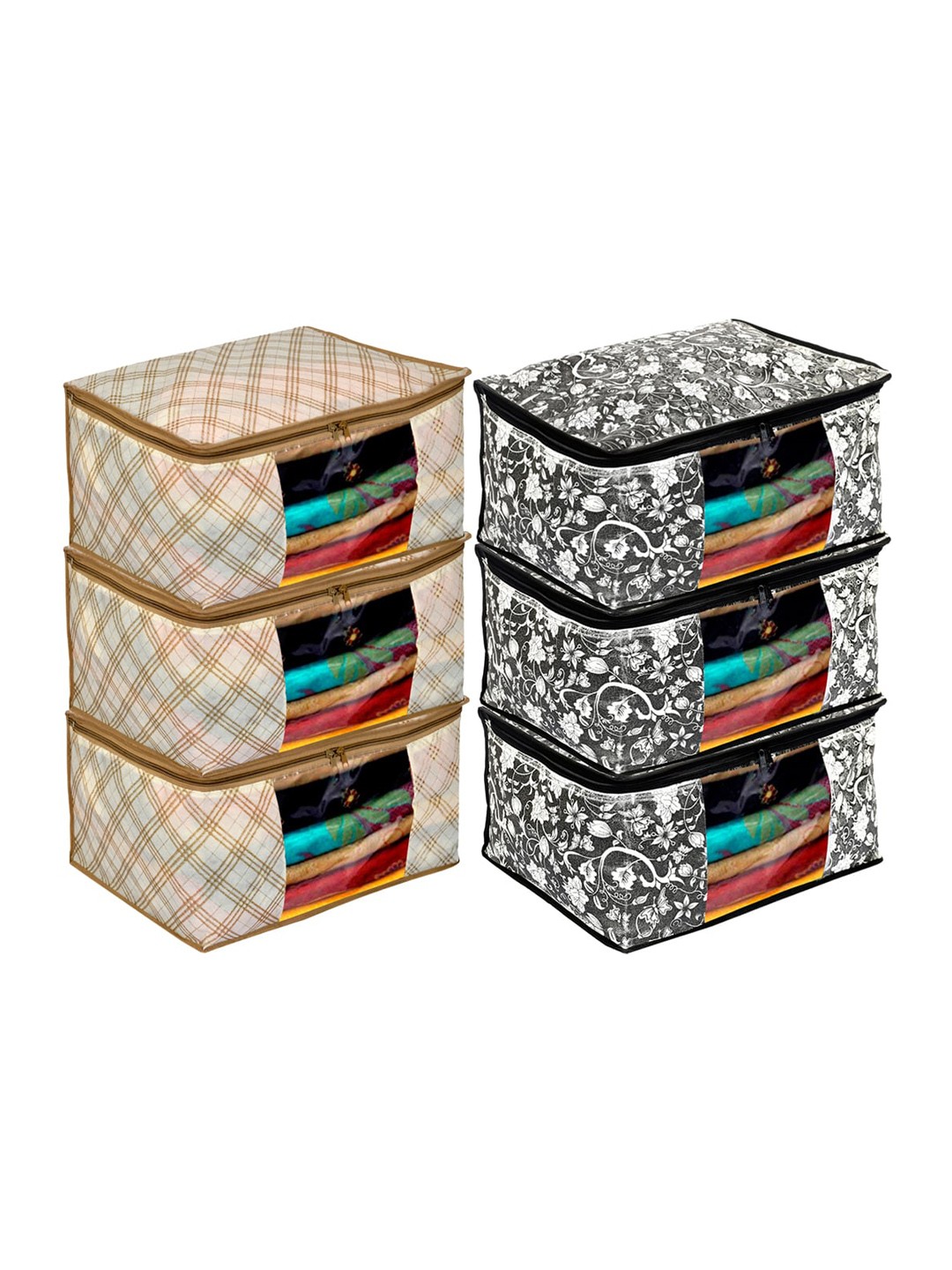 

Kuber Industries Set Of 6 Printed Saree Covers, Black