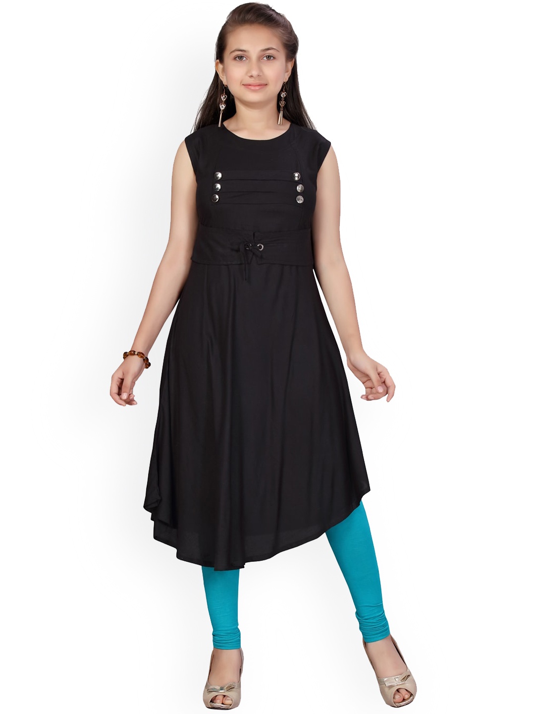 

Aarika Girls Black & Blue Solid Kurta with Churidar