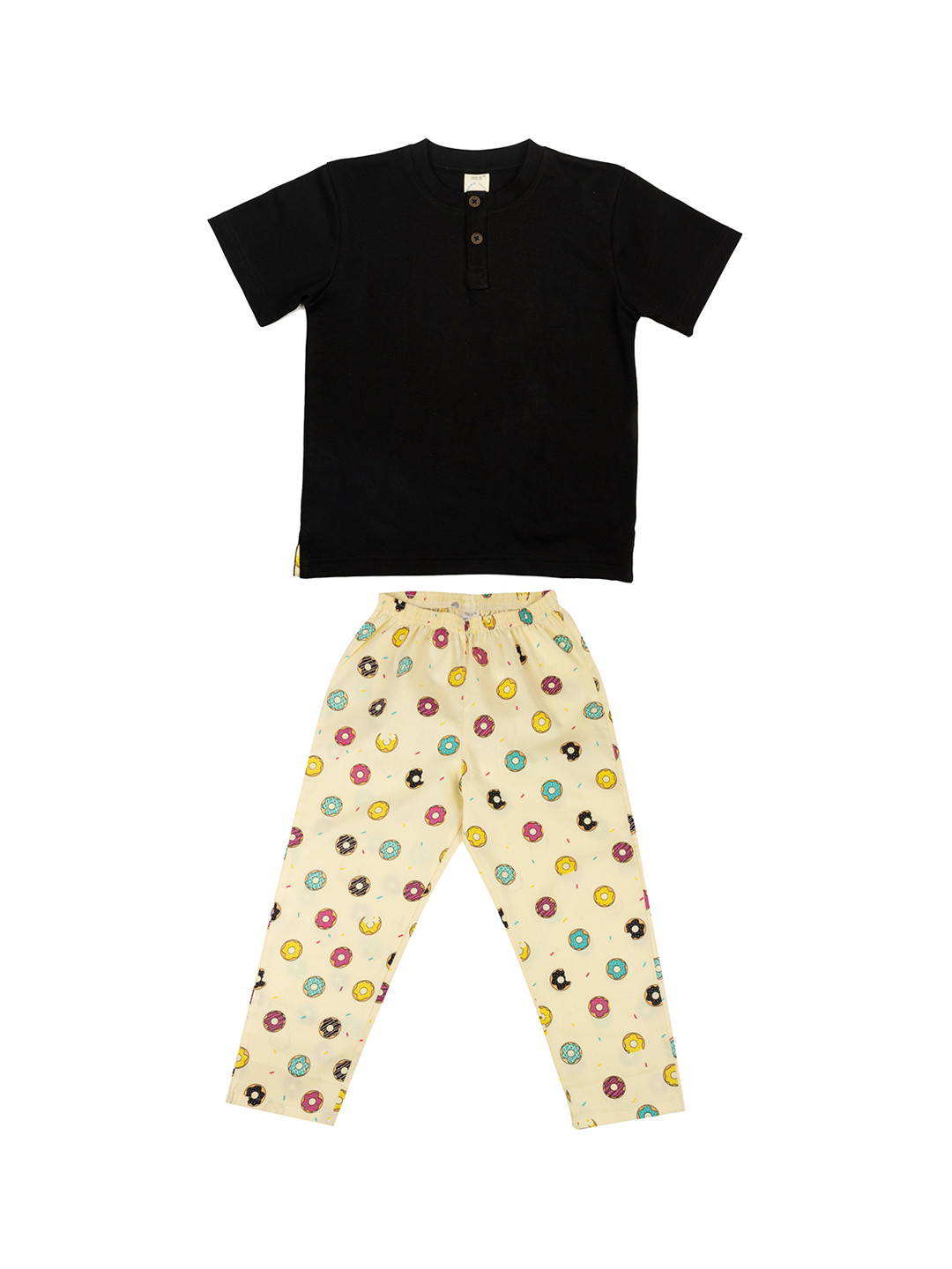 

CASA DE NEE NEE Unisex Kids Yellow & Black Solid Night suit