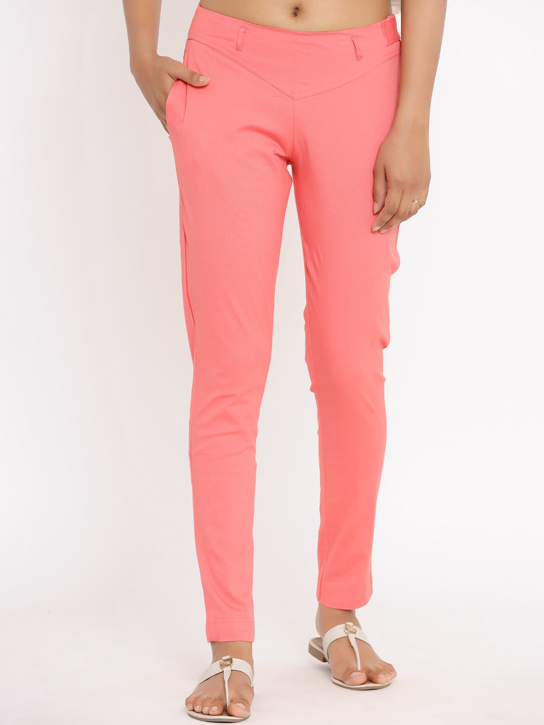 

Fabriko Women Peach-Coloured Regular Fit Solid Regular Trousers