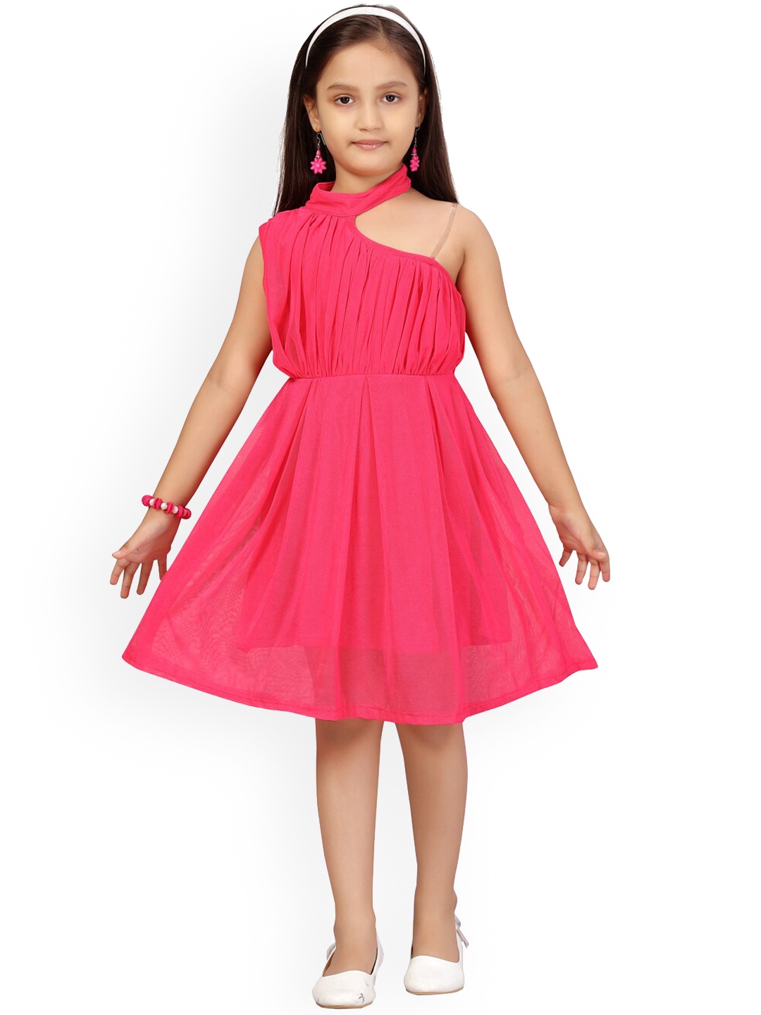 

Aarika Girls Pink Solid Fit and Flare Dress