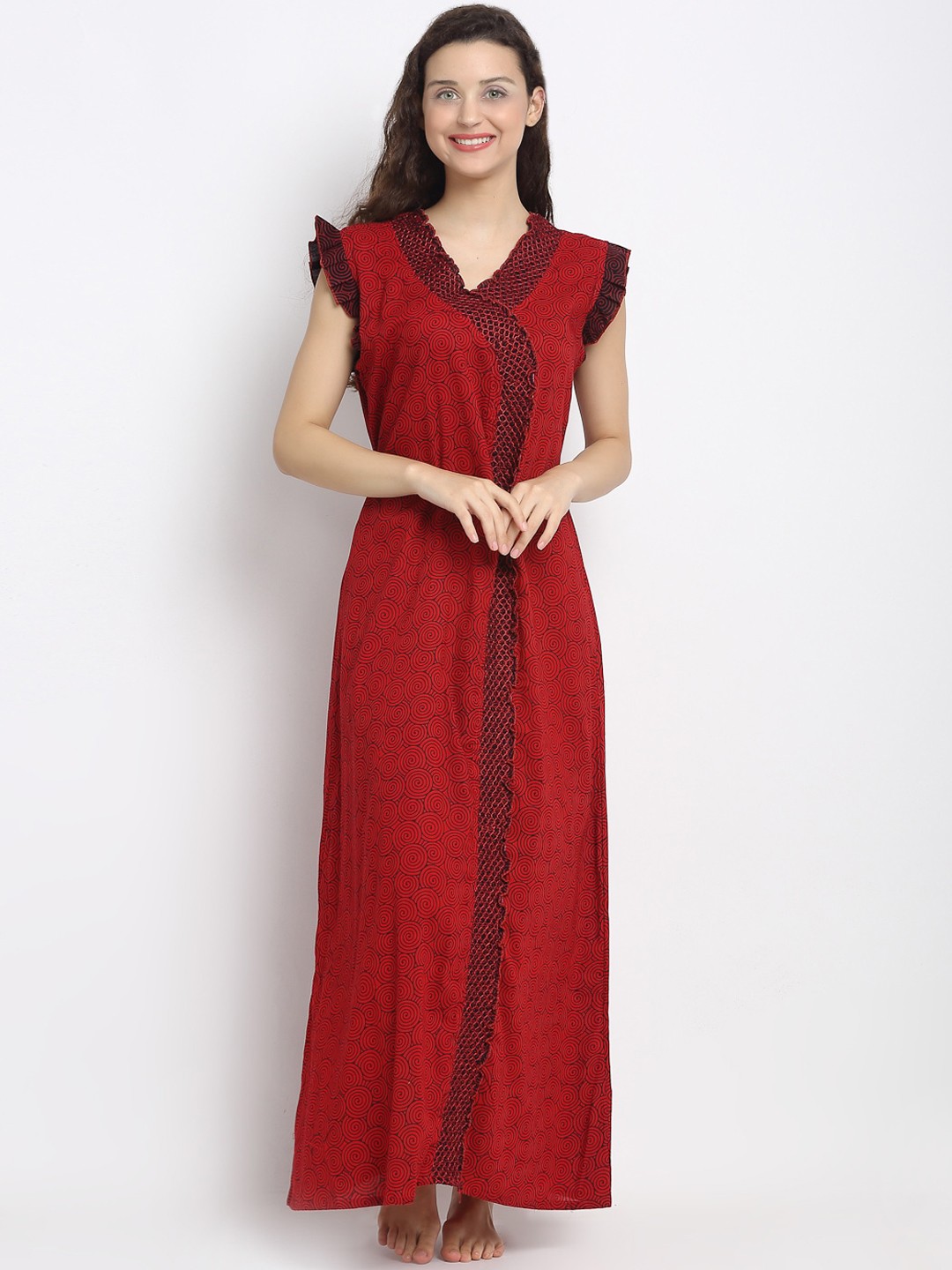 

Secret Wish Red Printed Nightdress