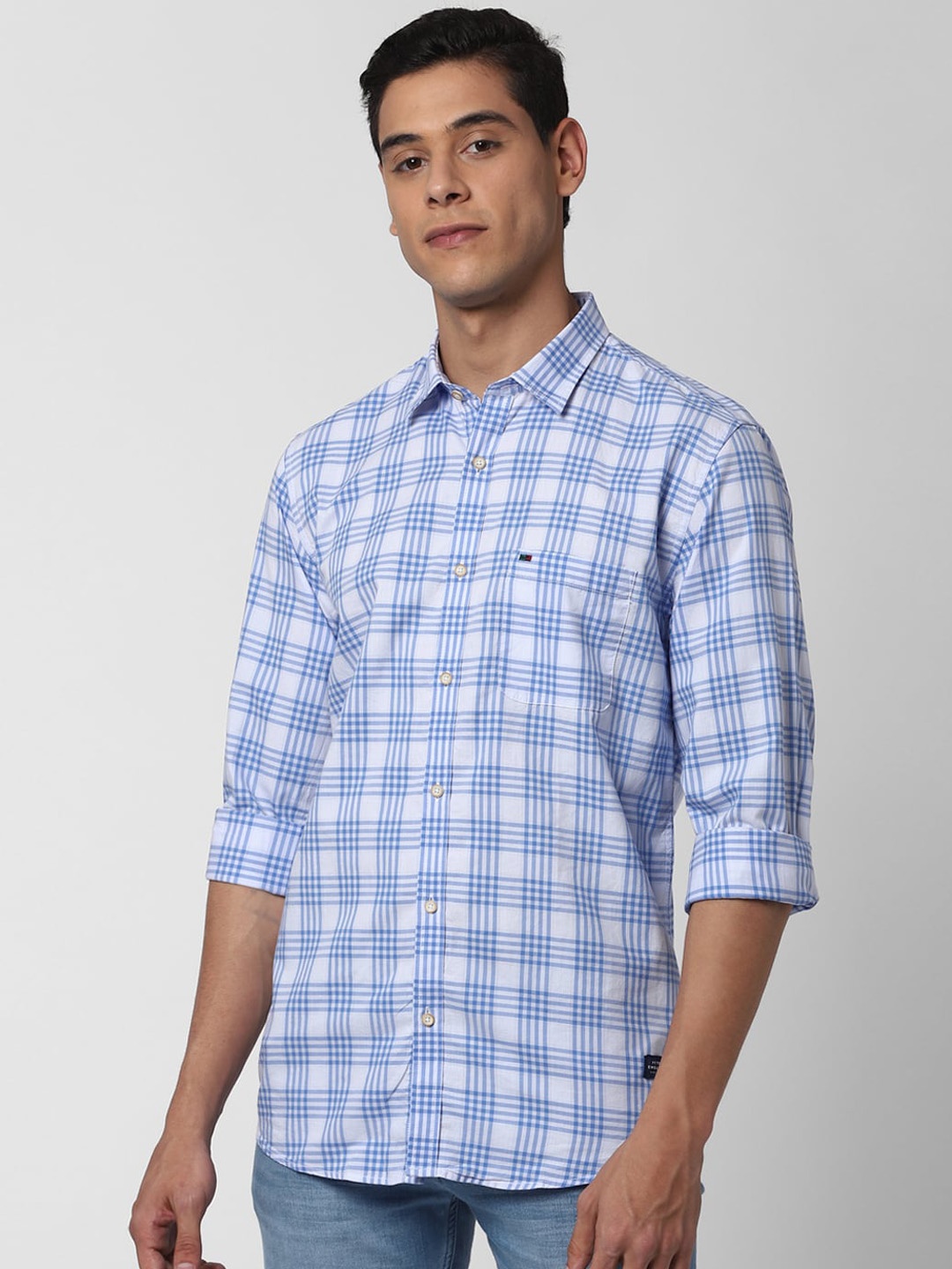 

Peter England Casuals Men Blue Slim Fit Checked Casual Shirt