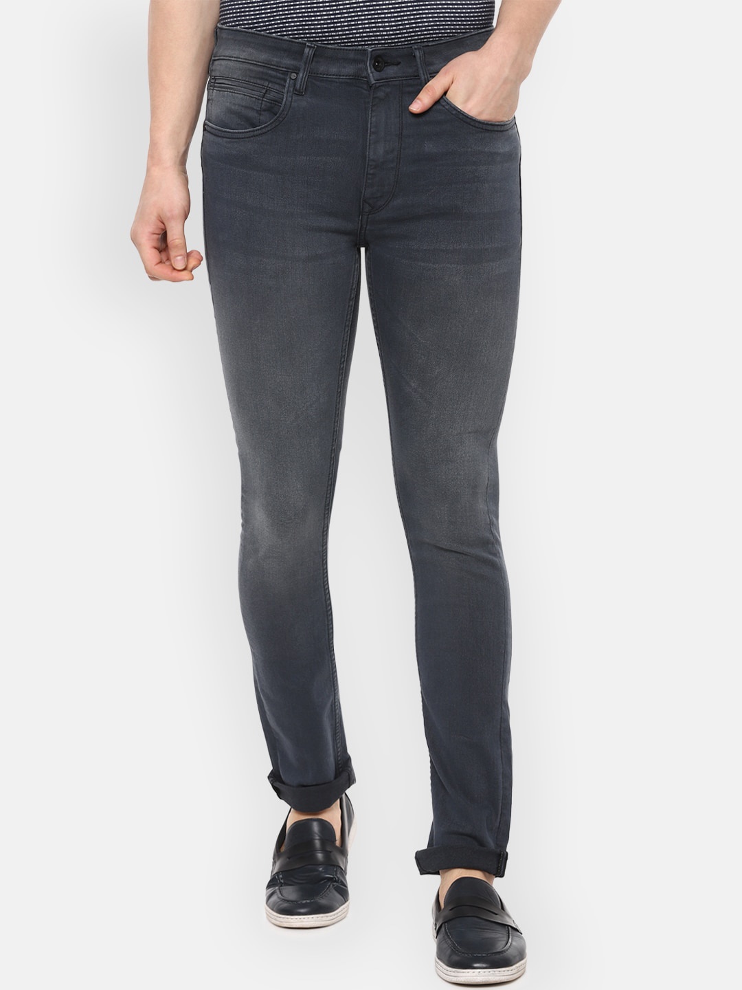

Louis Philippe Jeans Men Grey Slim Fit Mid-Rise Clean Look Stretchable Jeans