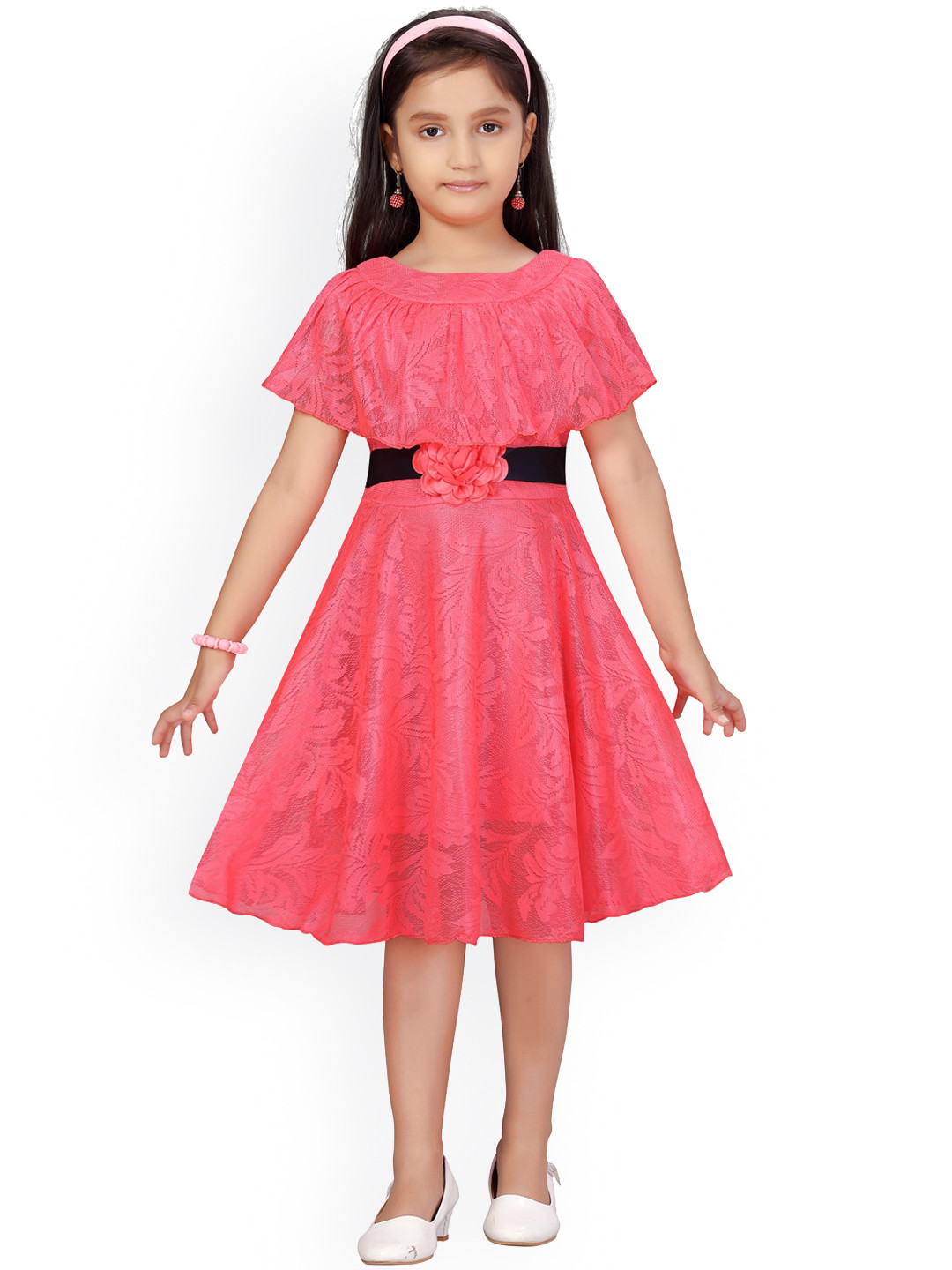 

Aarika Girls Red Solid Fit and Flare Dress