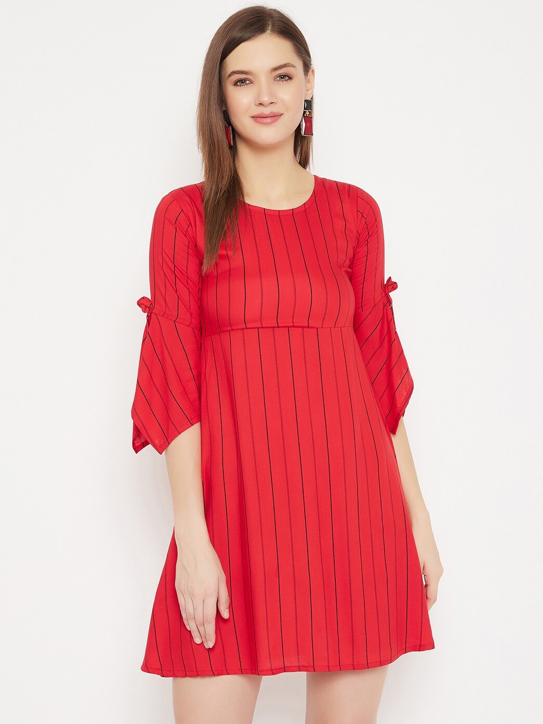 

Purple Feather Women Red Striped A-Line Dress