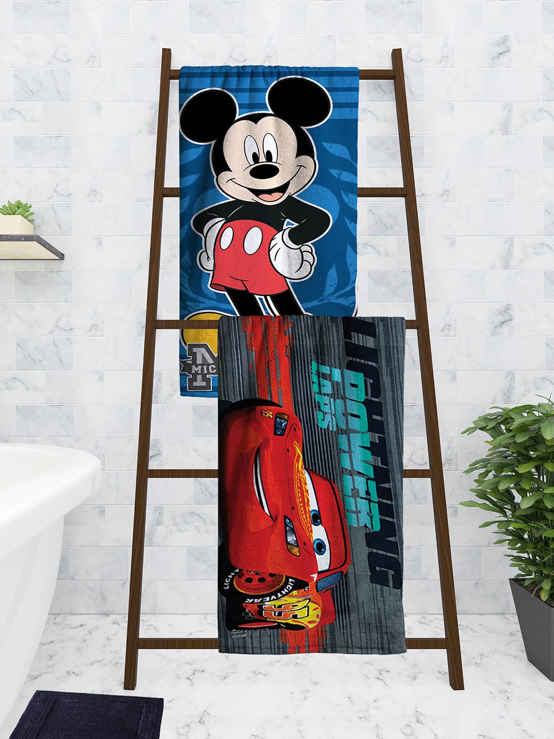 

Athom Trendz Disney Set Of 2 Printed 350 GSM Bath Towels, Blue