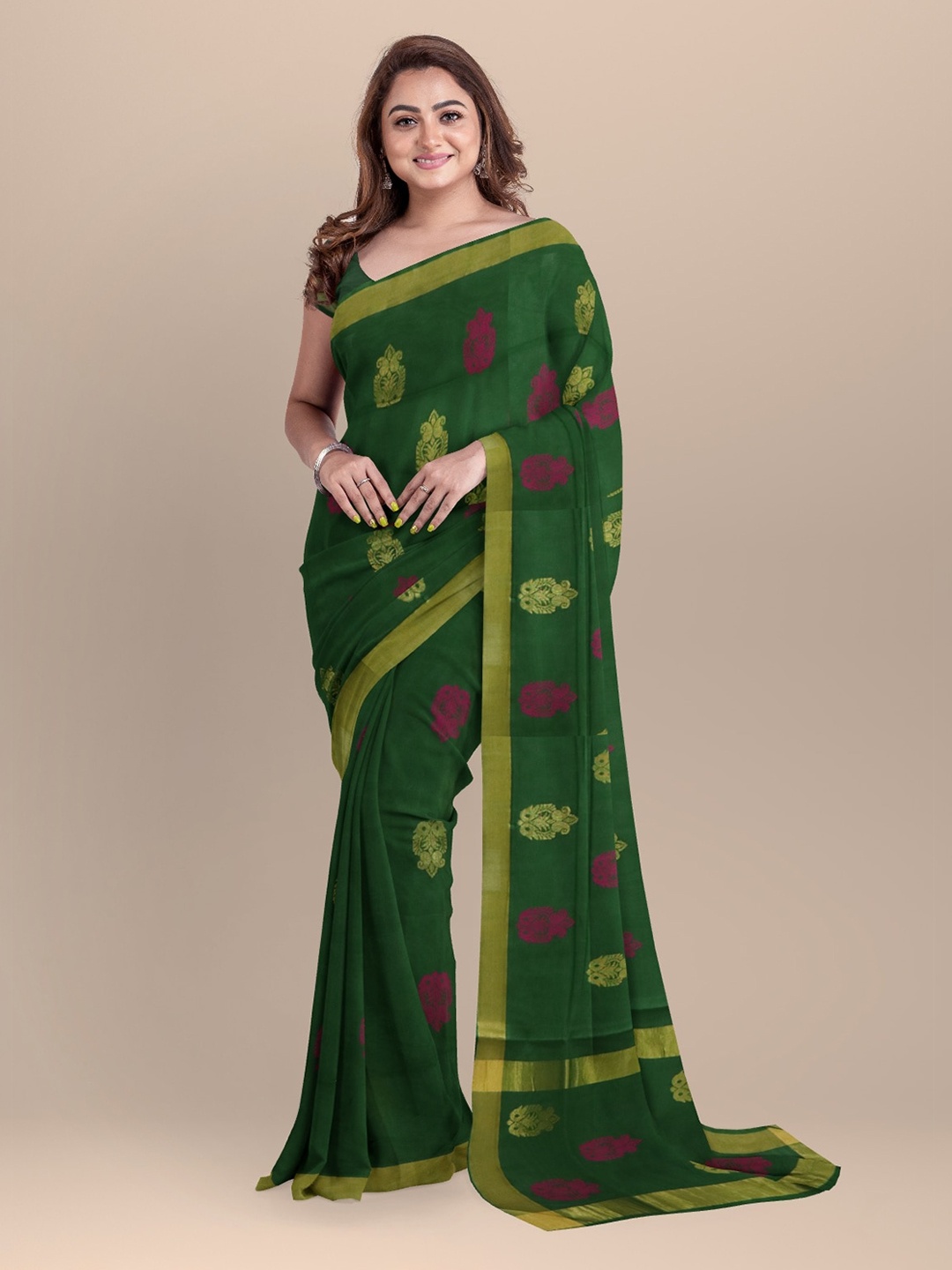 

APCO Green Pure Cotton Woven Design Venkatgiri Saree