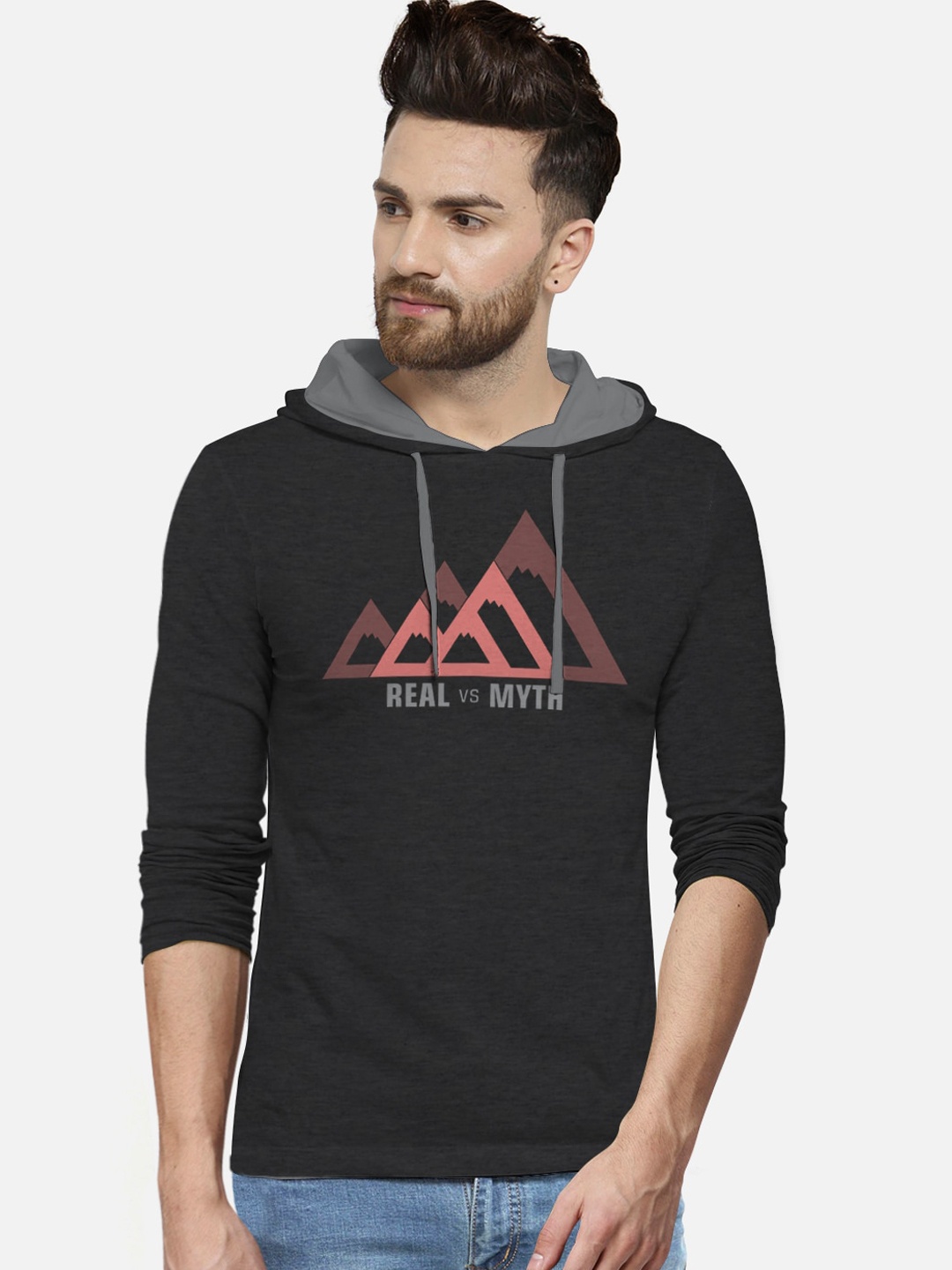 

BULLMER Men Black Printed Hood T-shirt
