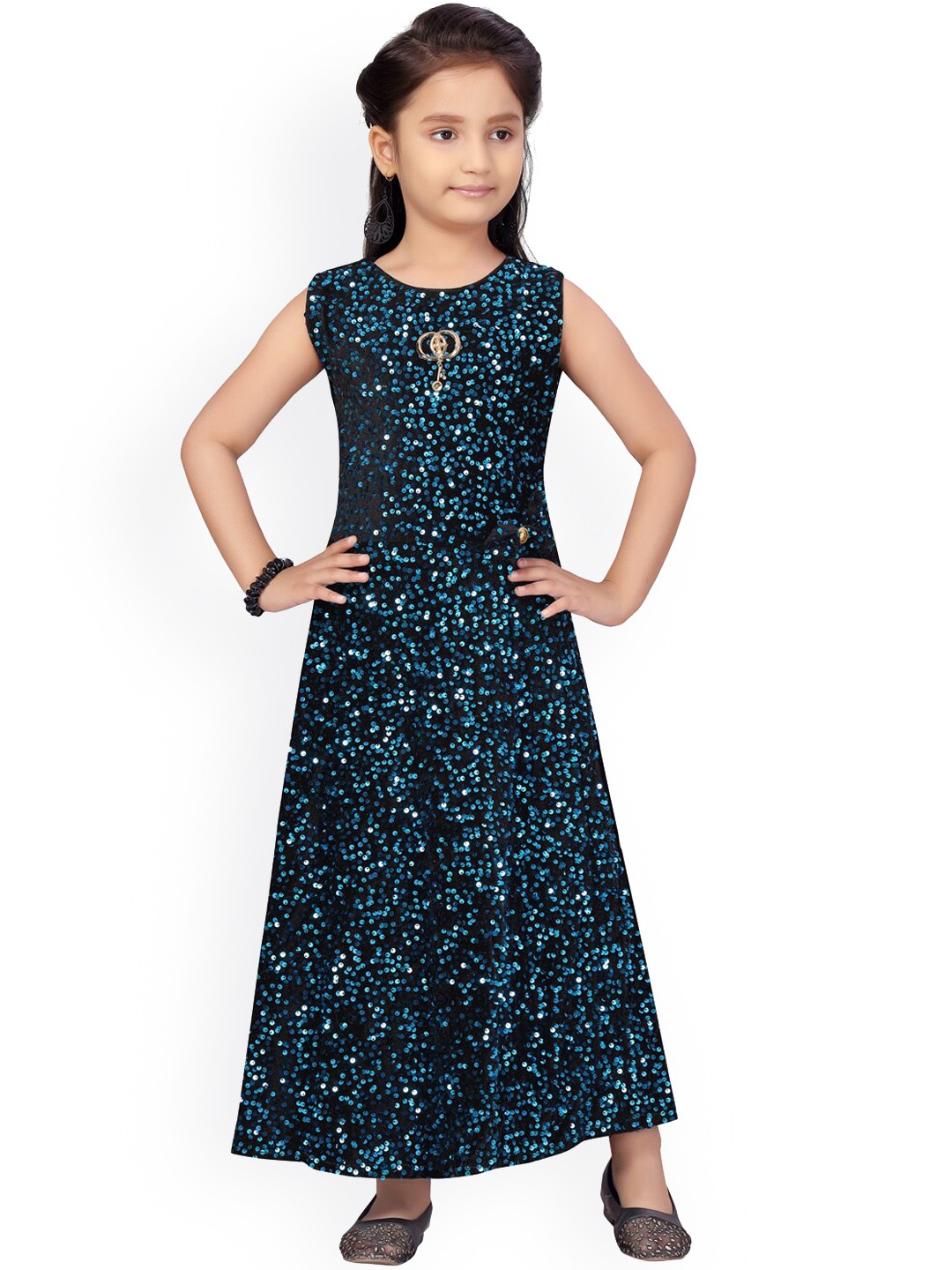 

Aarika Girls Blue Embellished Maxi Dress