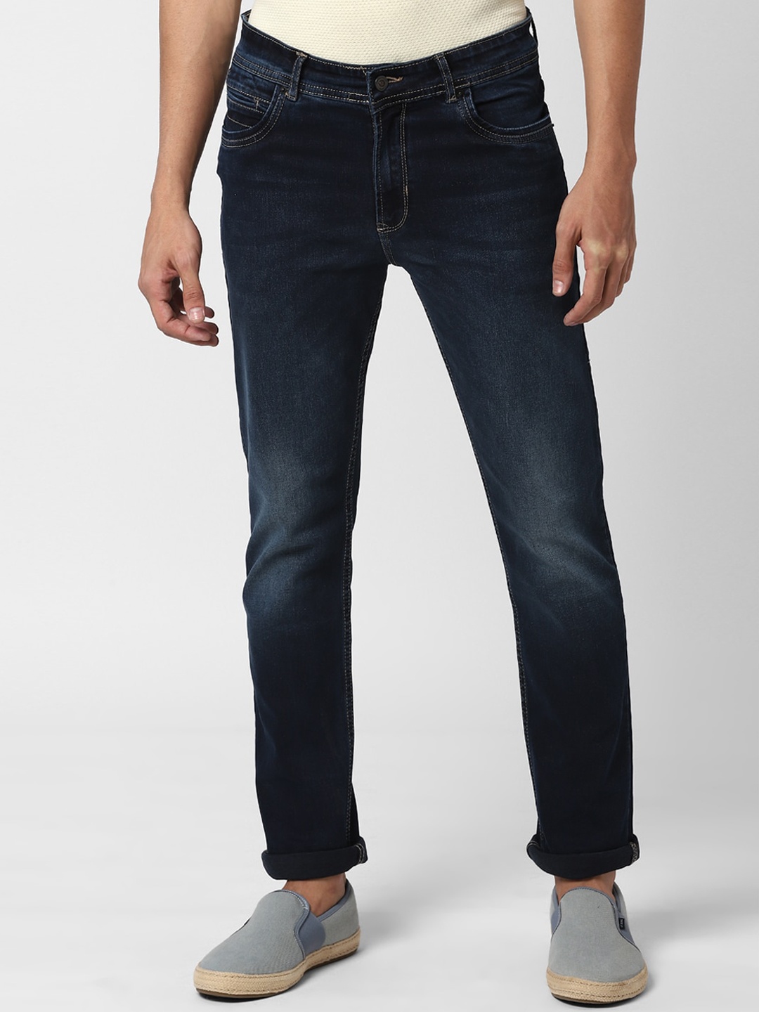 

Peter England Casuals Men Navy Blue Tapered Fit Mid-Rise Clean Look Jeans