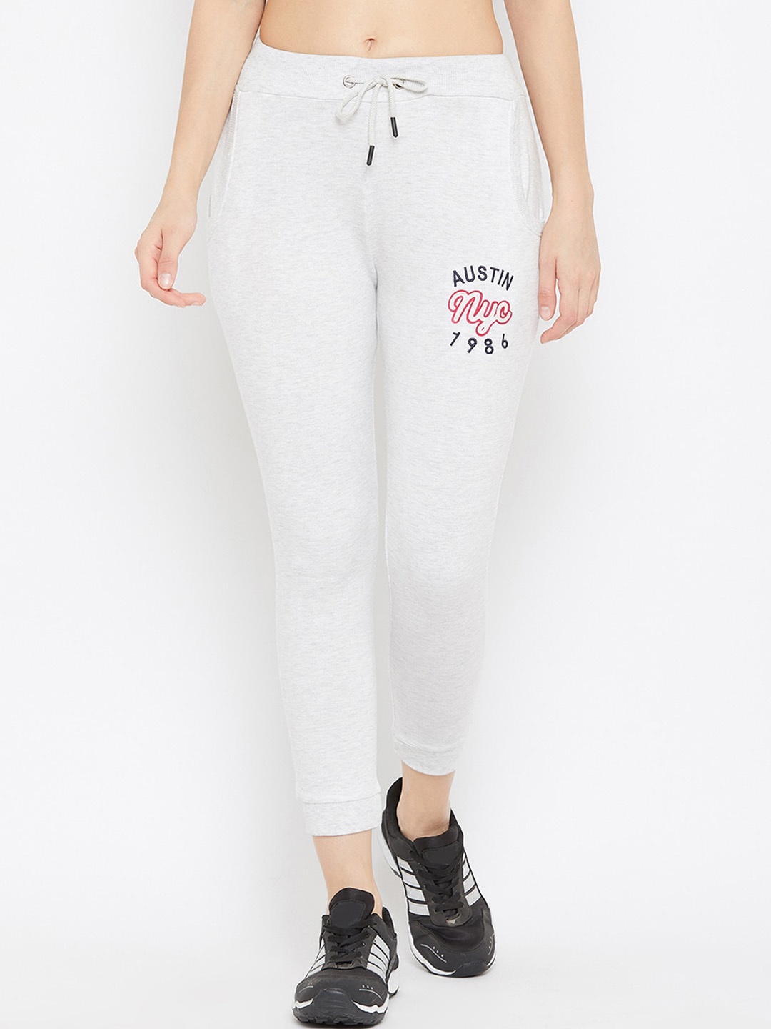 

Austin wood Women Grey Solid Slim-Fit Joggers