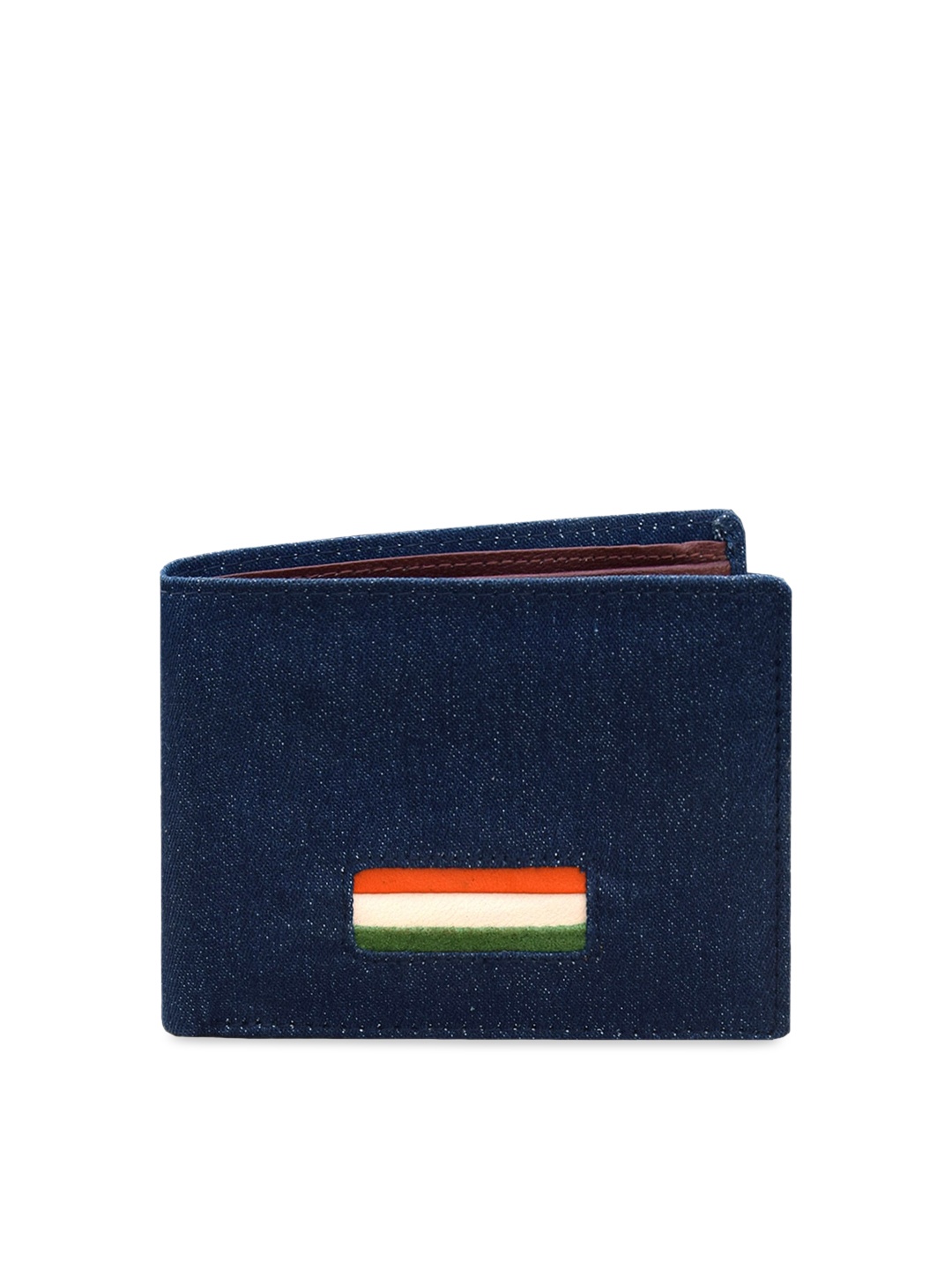 

DR. HENRY Men Blue & Brown Self Design Two Fold Wallet