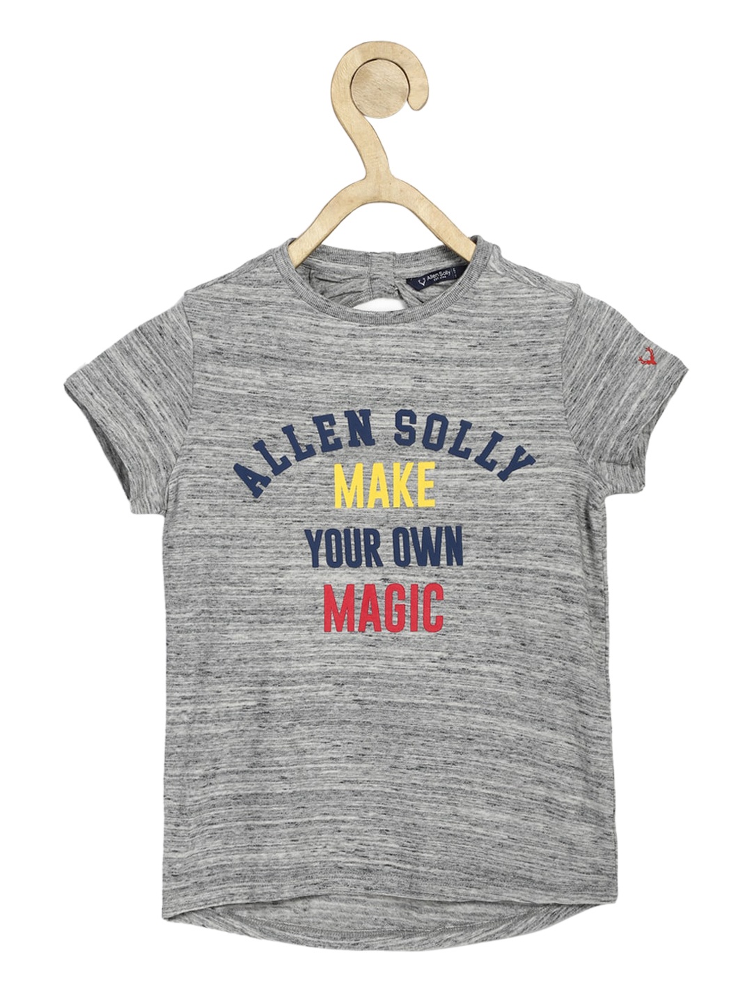 

Allen Solly Junior Girls Grey Printed Round Neck Pure Cotton T-shirt