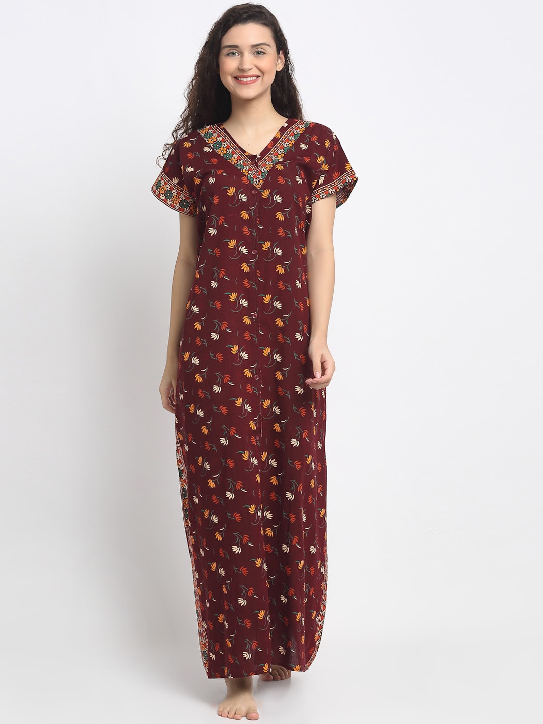 

Secret Wish Women Maroon Printed Nighty