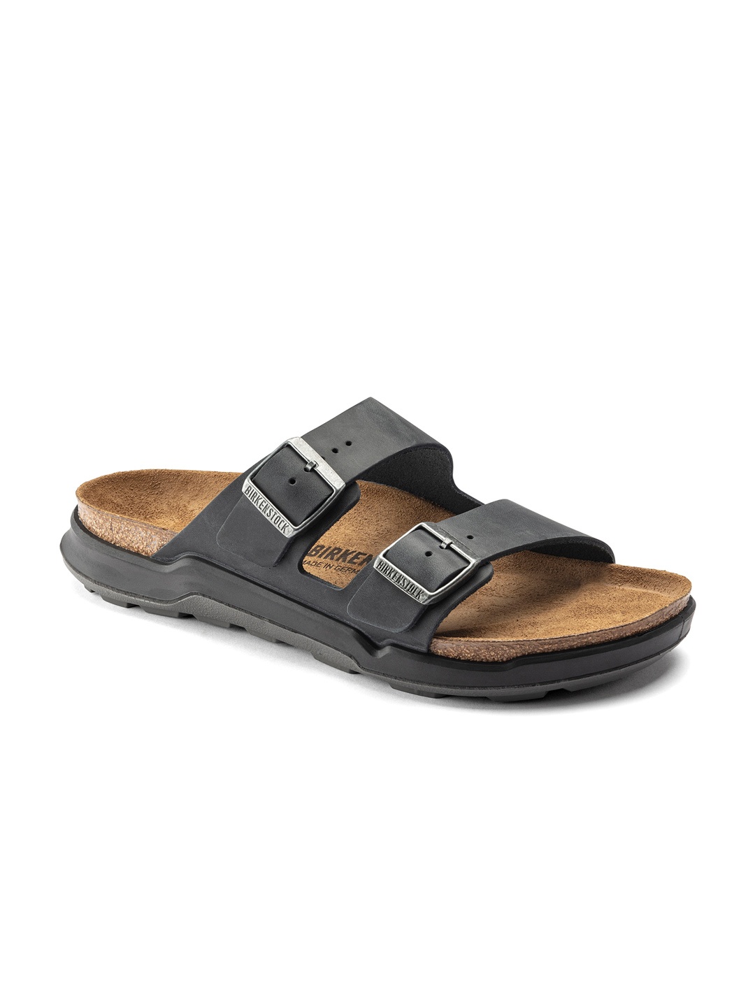 

Birkenstock Arizona Ct Black Regular Width Oiled Leather Two-Strap Sandals