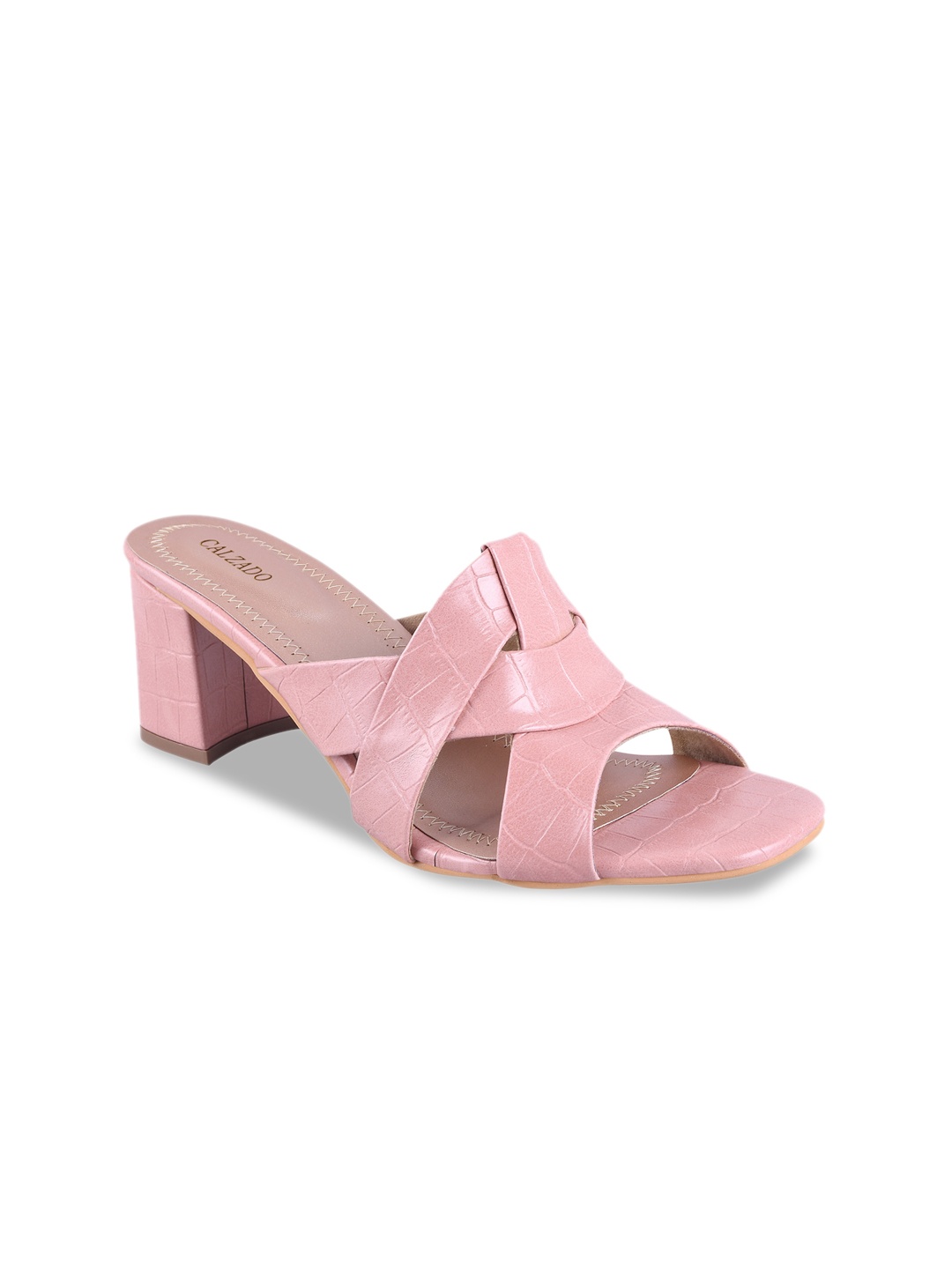 CALZADO Women Pink Textured Mules