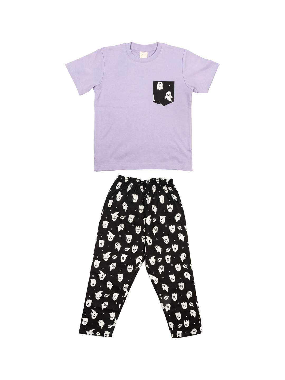 

CASA DE NEE NEE Kids Black & Lavender Printed Night Suit