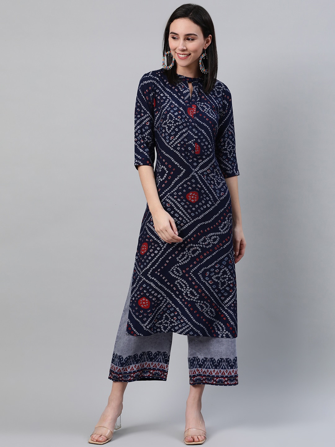 

Libas Women Blue Bandhani Printed Kurta