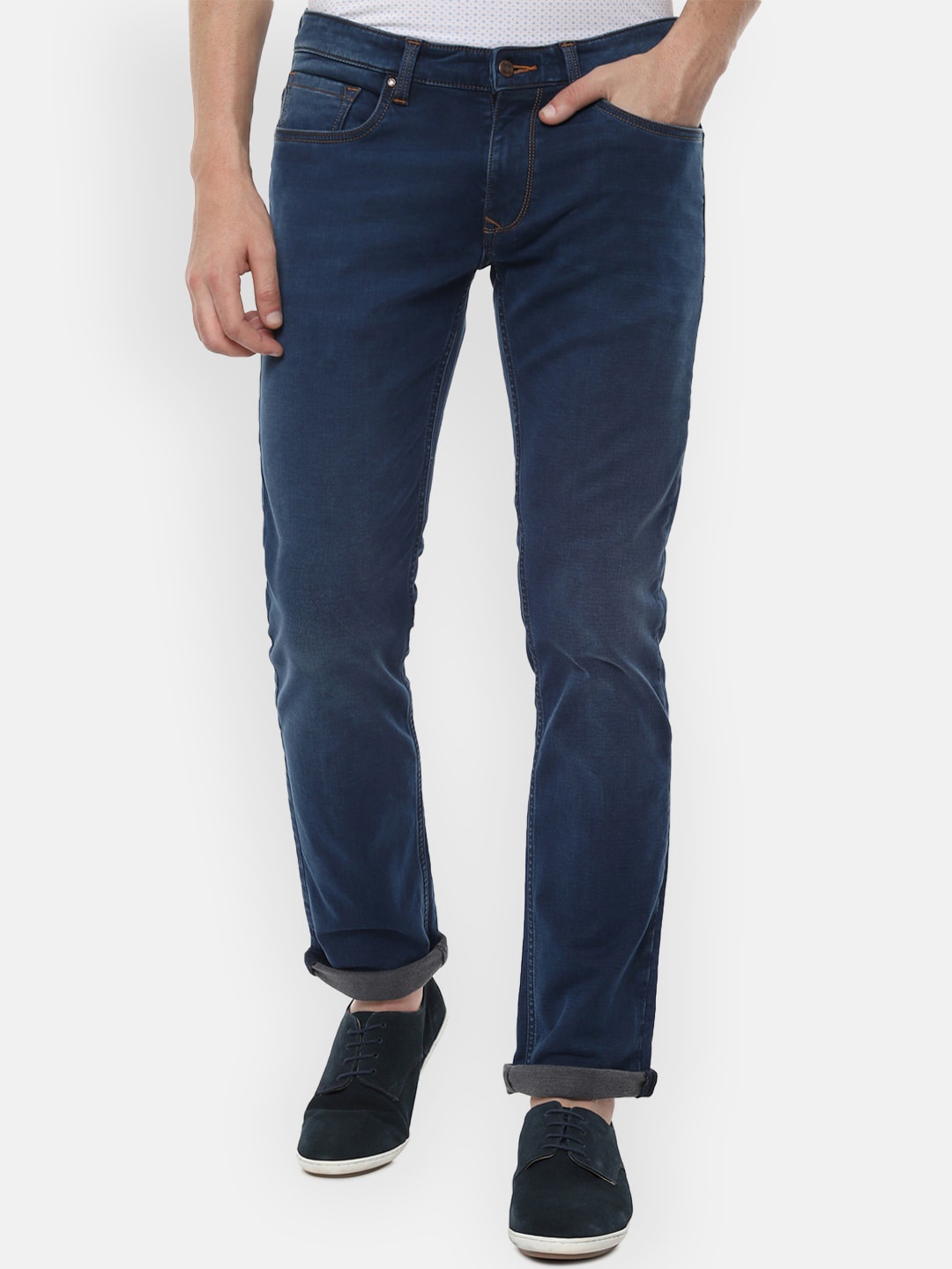 

Louis Philippe Jeans Men Navy Blue Slim Fit Mid-Rise Clean Look Jeans