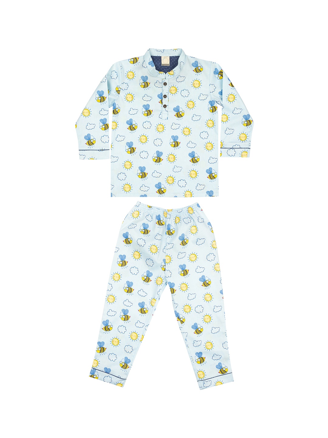 CASA DE NEE NEE Boys Blue & Yellow Printed Night suit