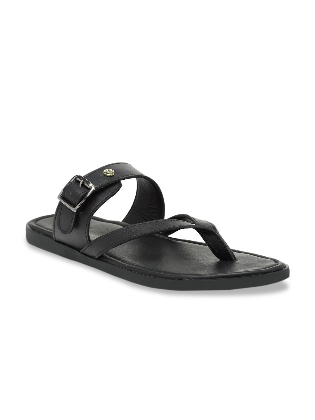 

BEAVER Men Black Leather Comfort Sandals