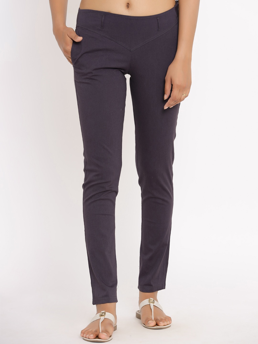 Fabriko Women Navy Blue Regular Fit Solid Regular Trousers