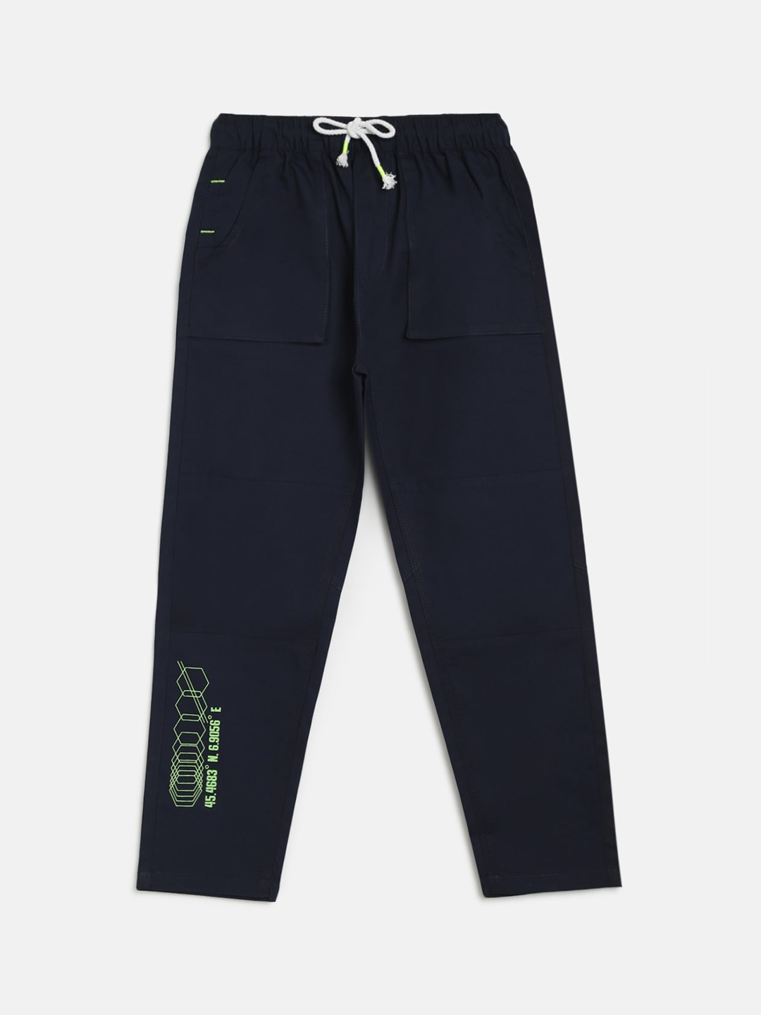 

Lil Tomatoes Boys Navy Blue Regular Fit Solid Cotton Chinos With Pen