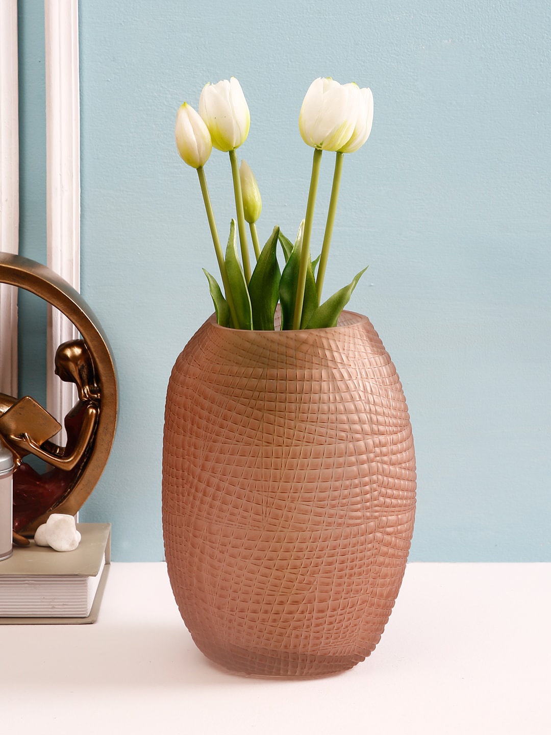 

TAYHAA Brown Textured Handcrafted Vintage Glass Flower Vase