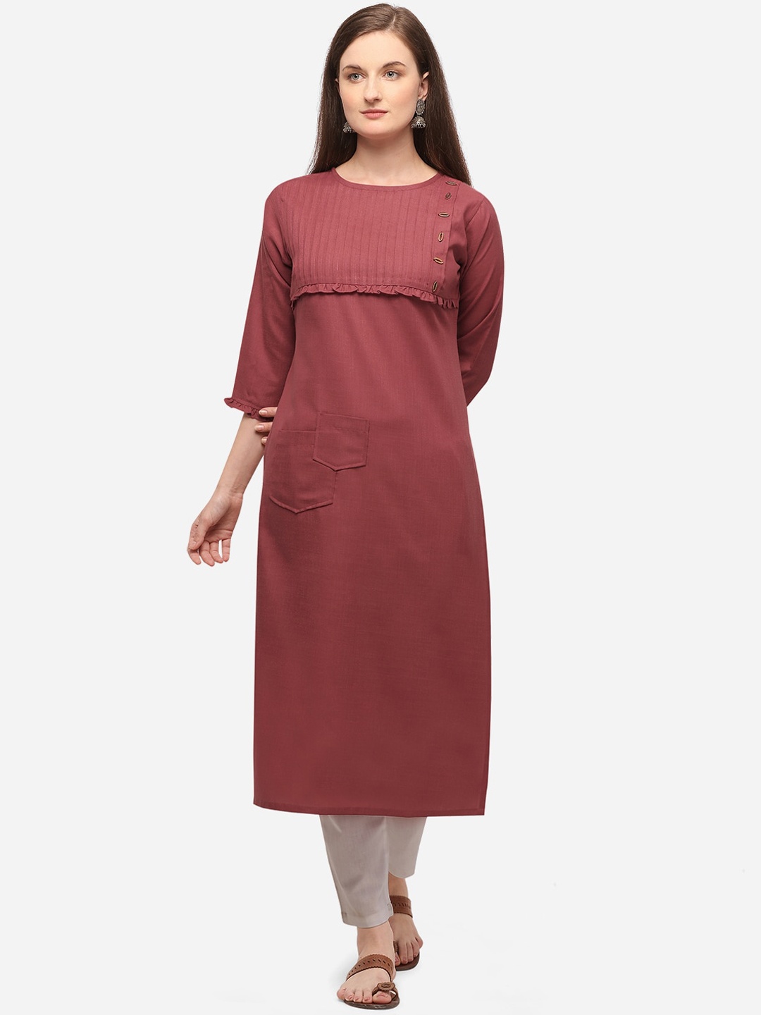 

SheWill Women Pink Sleeves Kurta