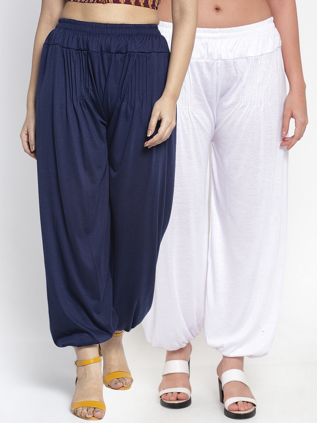 

GRACIT Women Pack Of 2 Solid Harem Pants, White