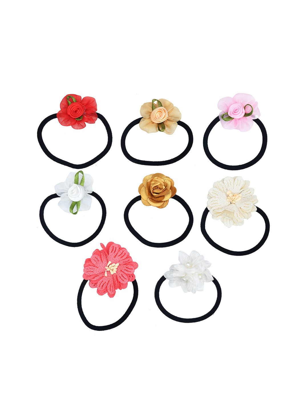 

FUNKRAFTS Girls Black & Red Set of 7 and more Embellished Ponytail Holders