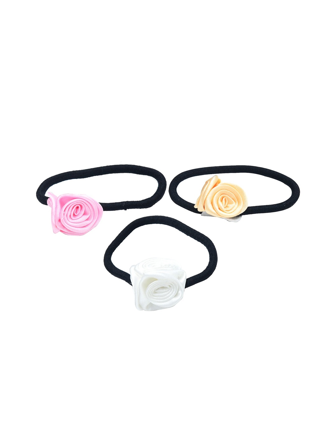 FUNKRAFTS Girls Set of 3 Black Ponytail Holders
