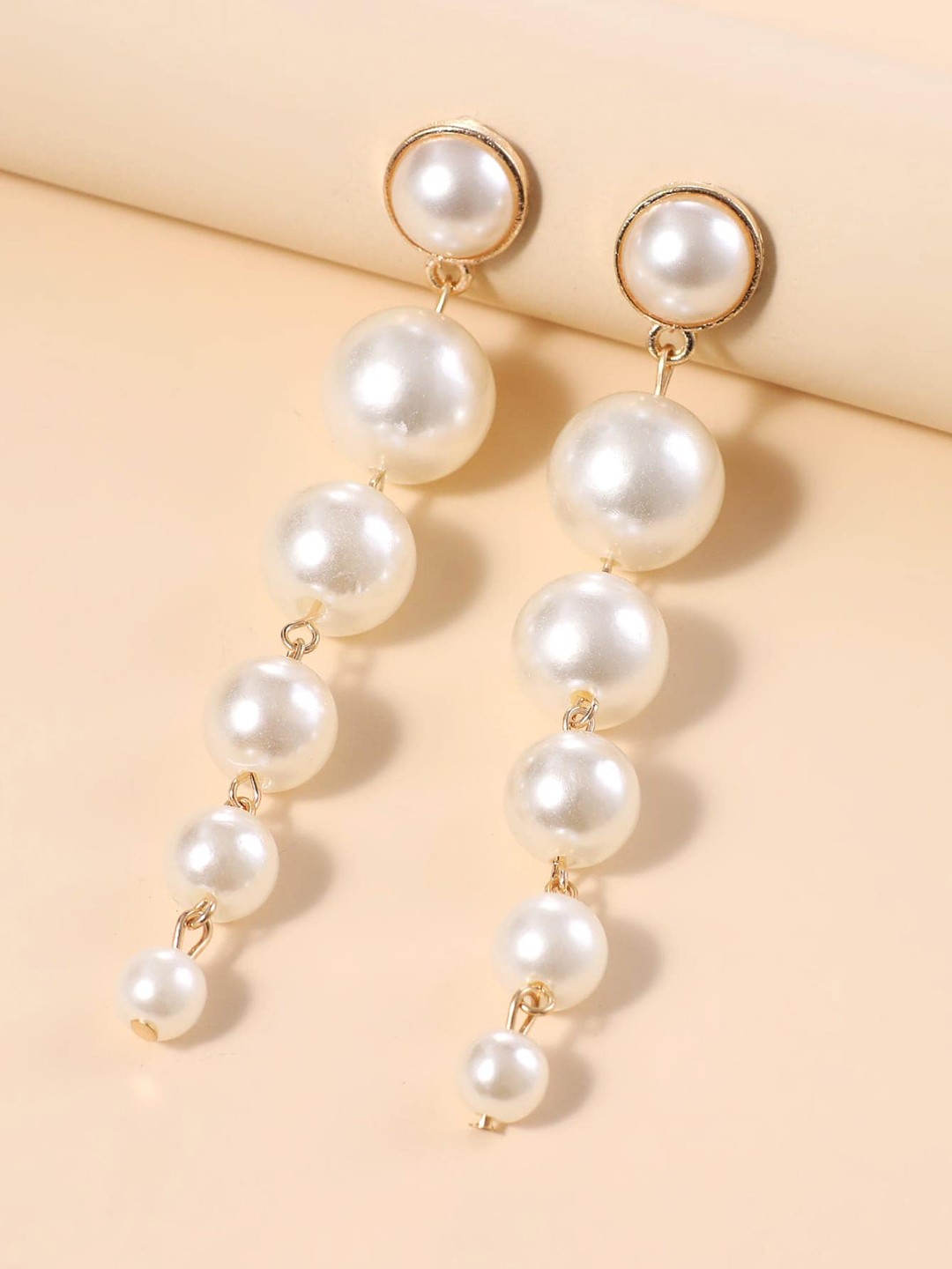 

OOMPH White & Gold-Toned Circular Drop Earrings