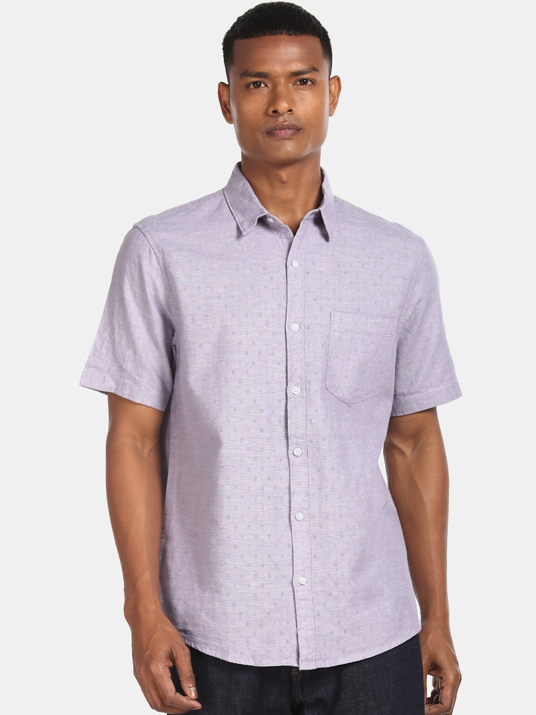 

Ruggers Men Purple Regular Fit Self Design Casual Shirt