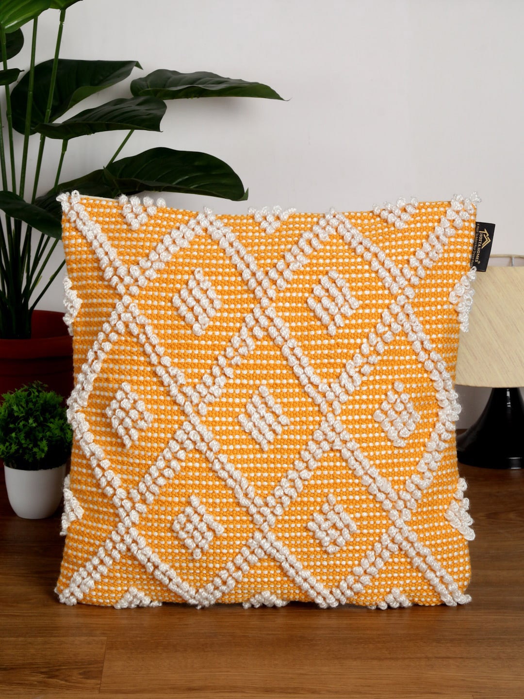 

HOSTA HOMES Orange & White Single Geometric Square Cushion Covers