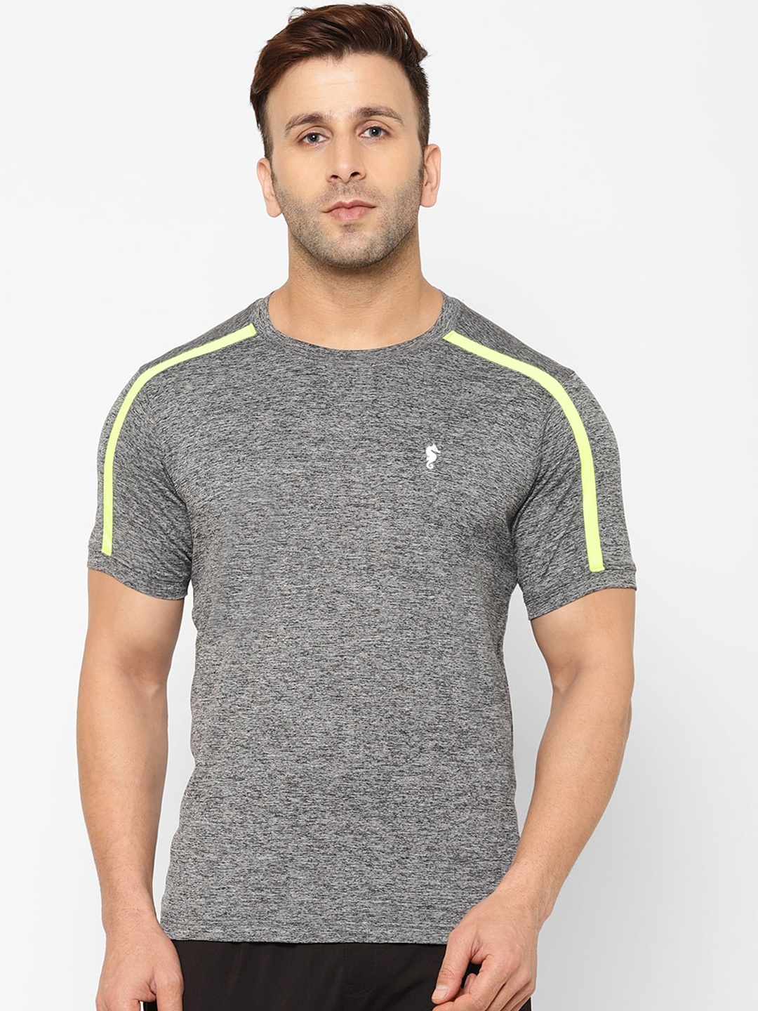 

EPPE Men Grey Self Design Round Neck T-shirt