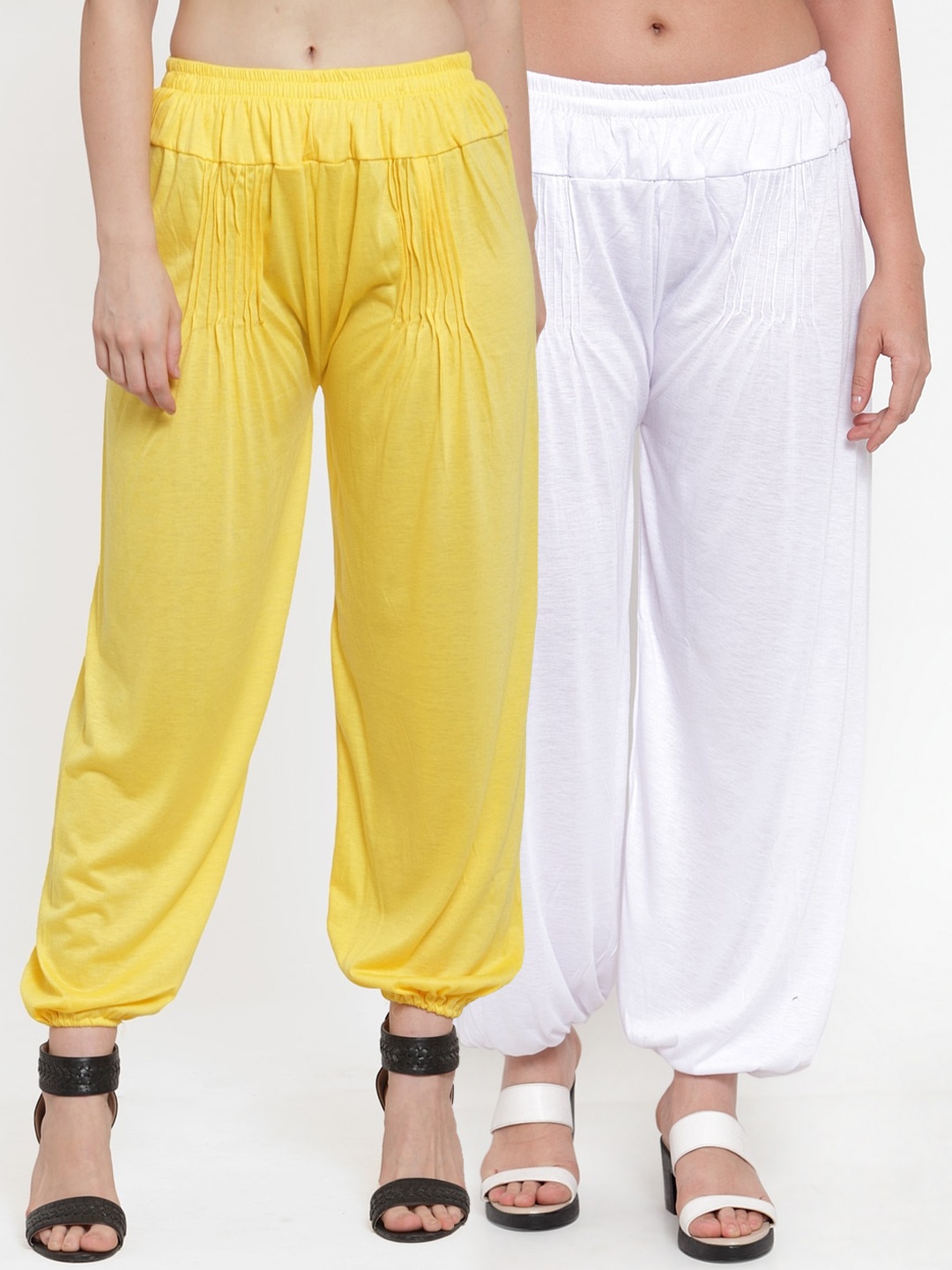 

GRACIT Women Pack Of 2 Solid Harem Pants, White