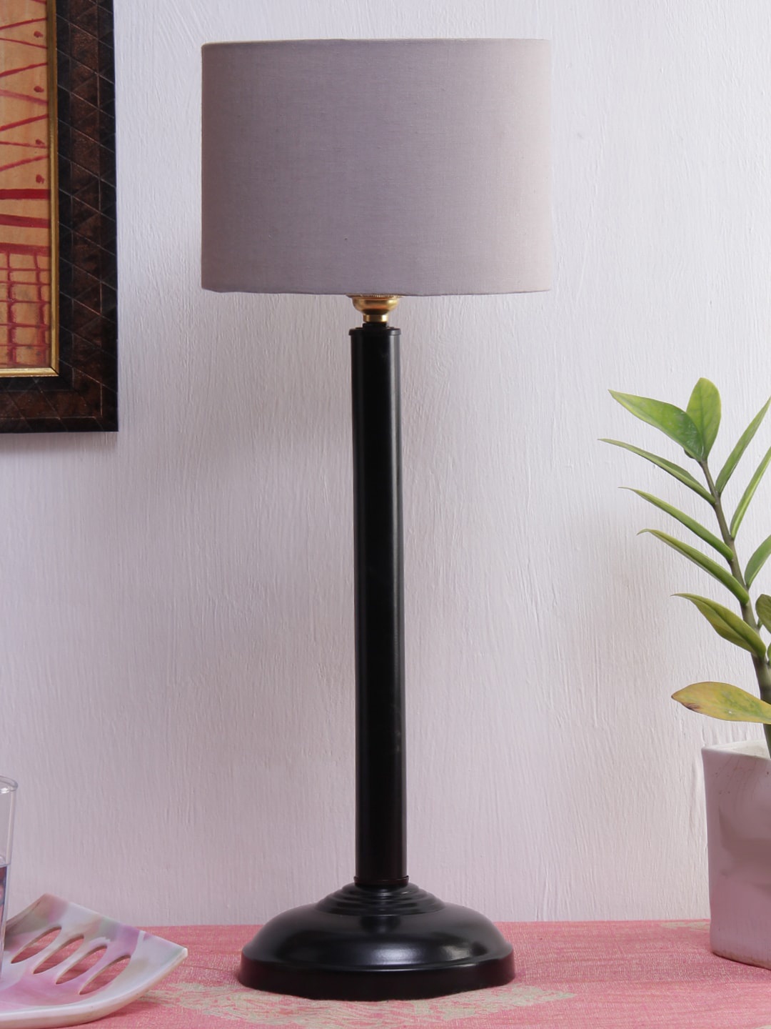 

Devansh Grey & Black Solid Traditional Cylindrical Table Lamp