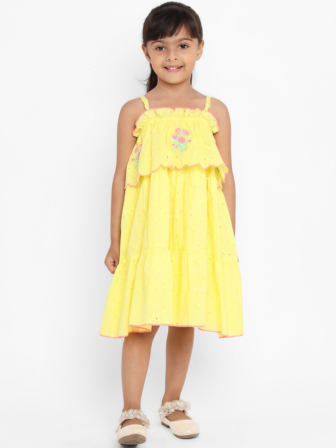 

Nauti Nati Girls Yellow Printed A-Line Dress