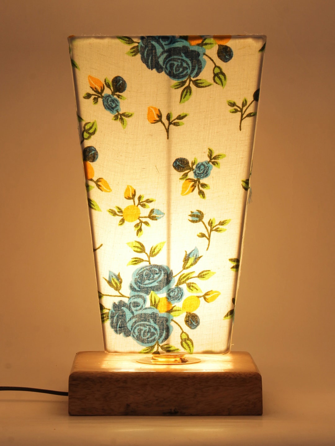 

Devansh White & Blue Solid Traditional Column Table Lamp with Shade